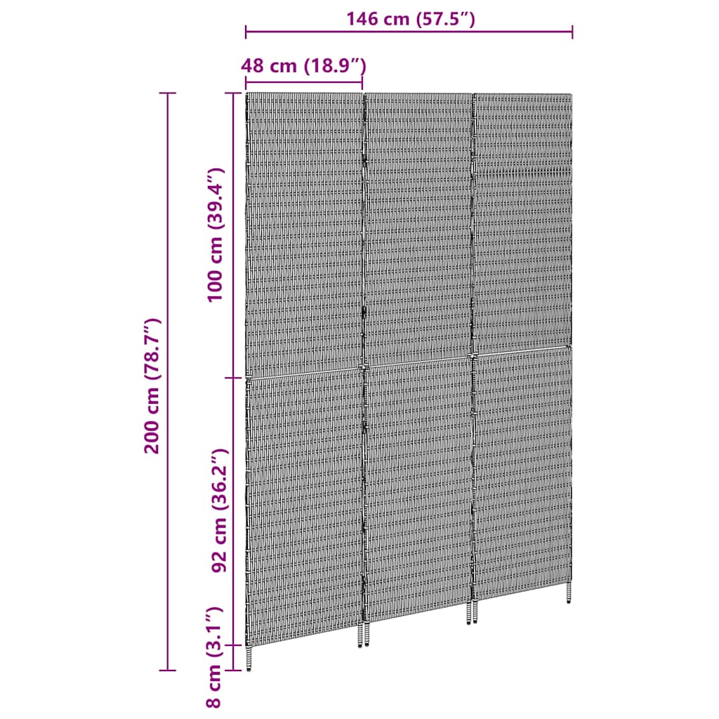 Kamerverdeler Beige 146 x 200 cm poly rattan is nu te koop bij PeponiXL, paradijselijk wonen!