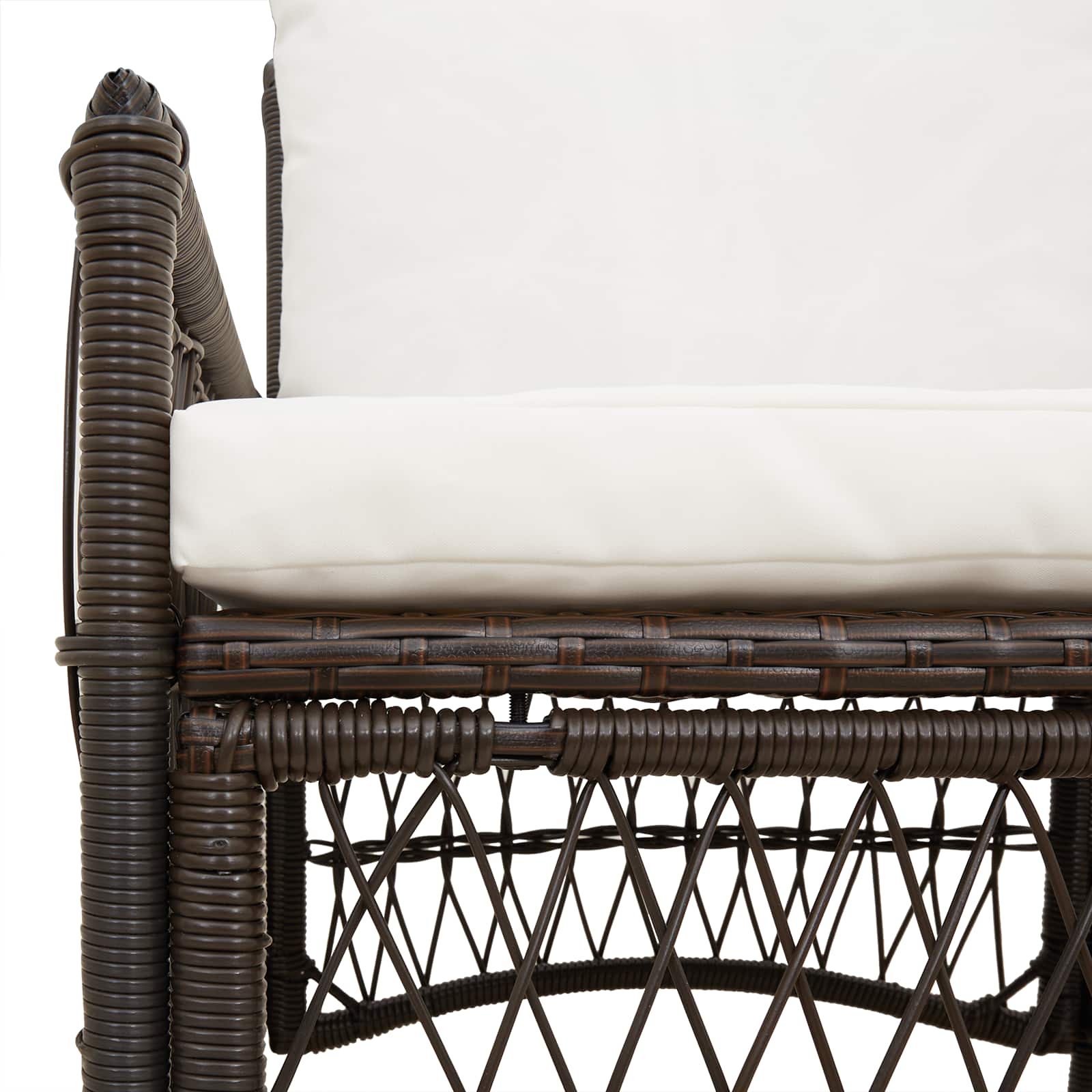 Tuinstoel met kussen Bruin 73 x 61 x 77 cm poly rattan is nu te koop bij PeponiXL, paradijselijk wonen!