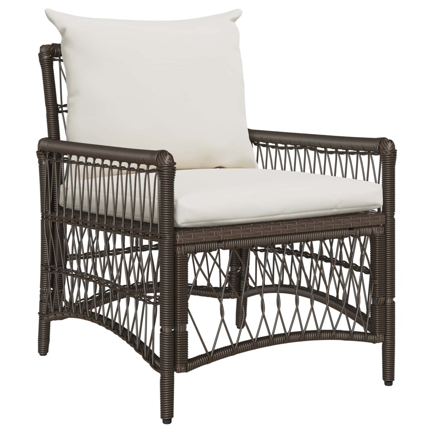 Tuinstoel met kussen Bruin 73 x 61 x 77 cm poly rattan is nu te koop bij PeponiXL, paradijselijk wonen!