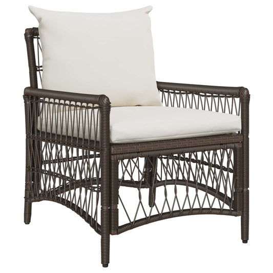 Tuinstoel met kussen Bruin 73 x 61 x 77 cm poly rattan is nu te koop bij PeponiXL, paradijselijk wonen!