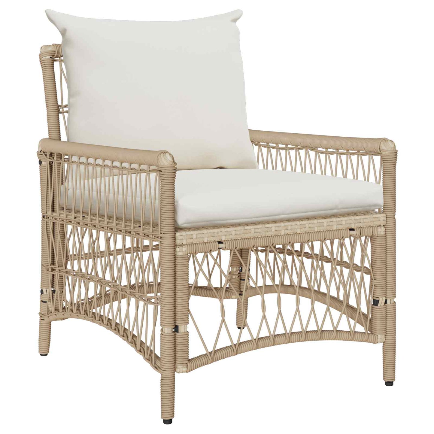 Tuinstoel met kussen Beige 73 x 61 x 77 cm poly rattan is nu te koop bij PeponiXL, paradijselijk wonen!