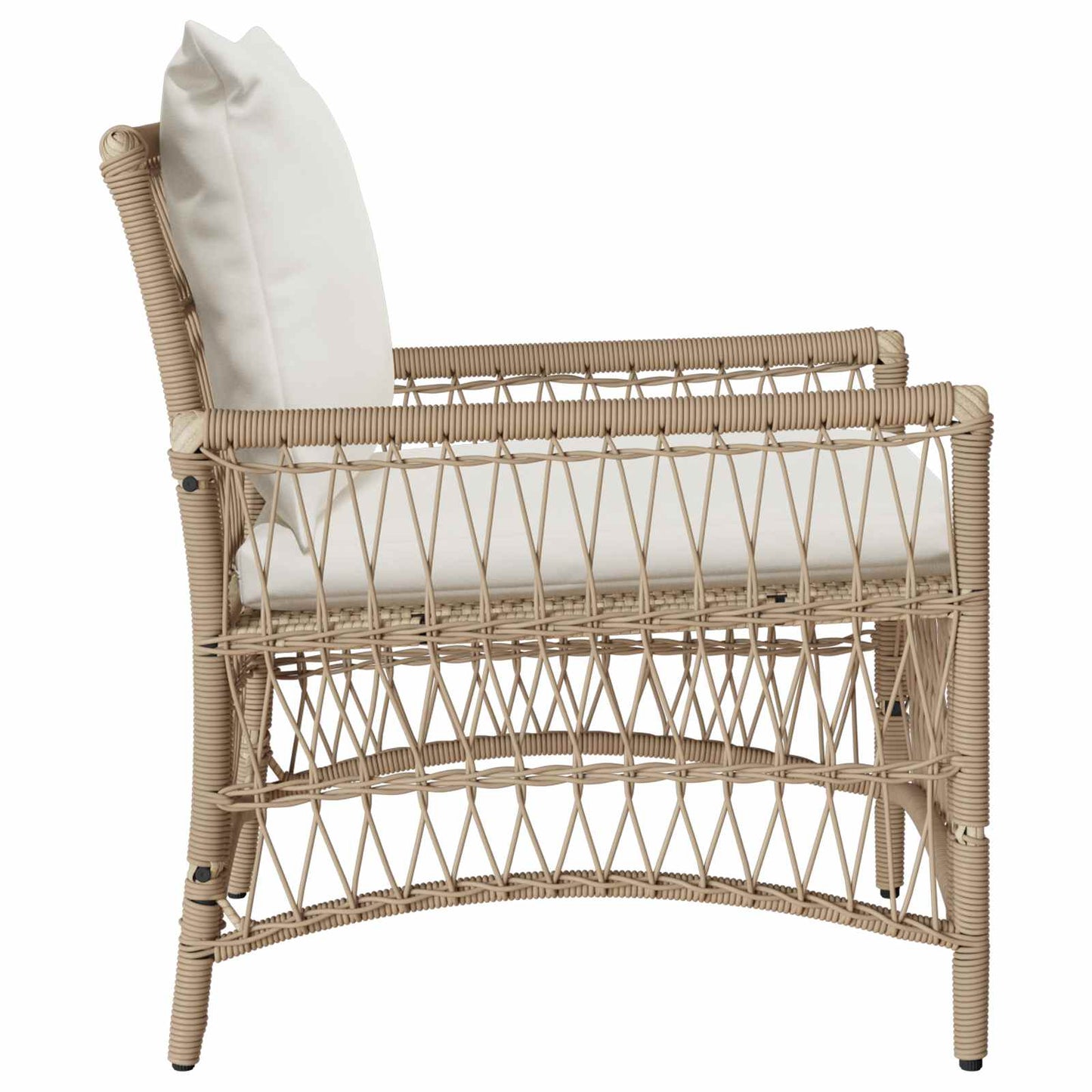 Tuinstoel met kussen Beige 73 x 61 x 77 cm poly rattan is nu te koop bij PeponiXL, paradijselijk wonen!