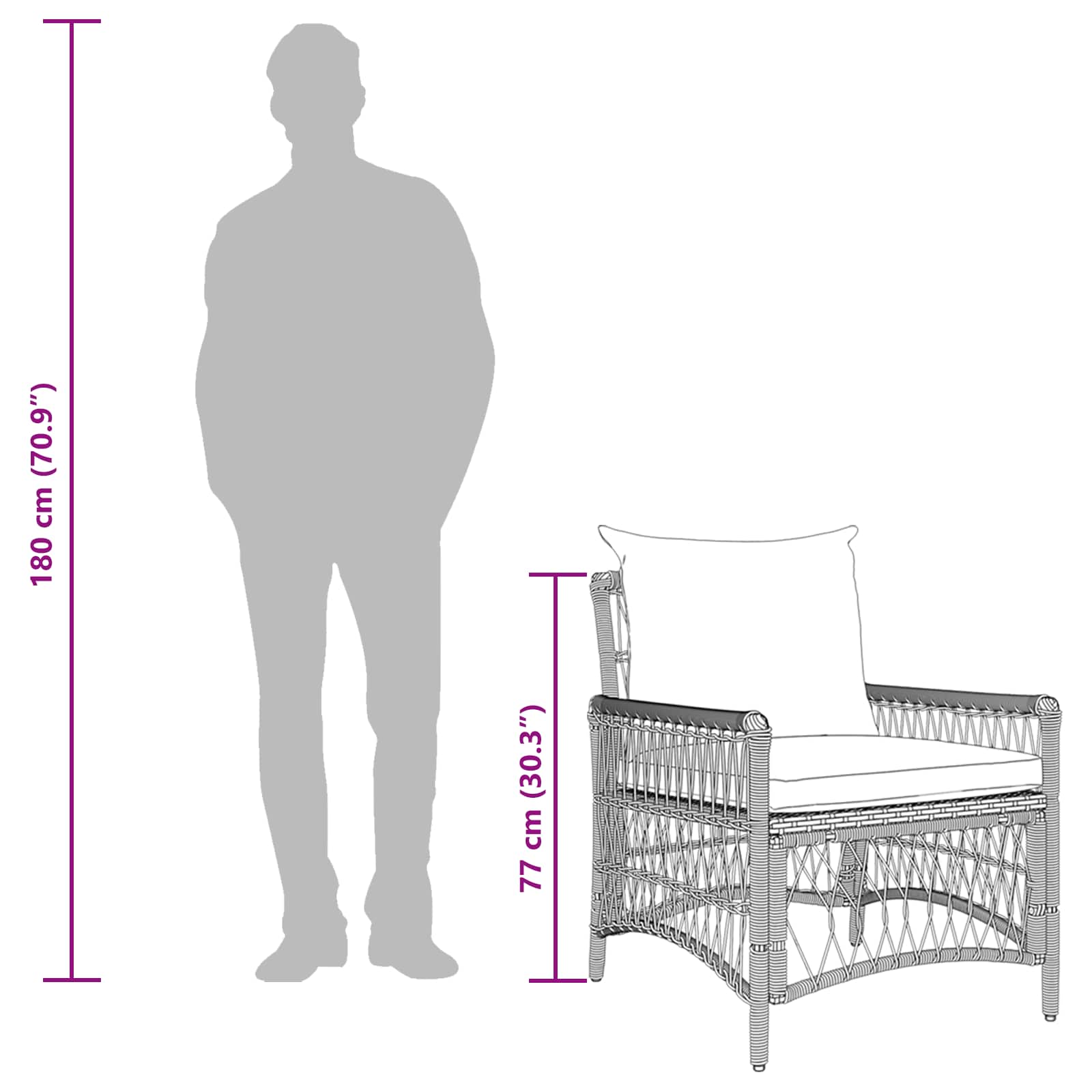 Tuinstoel met kussen Beige 73 x 61 x 77 cm poly rattan is nu te koop bij PeponiXL, paradijselijk wonen!