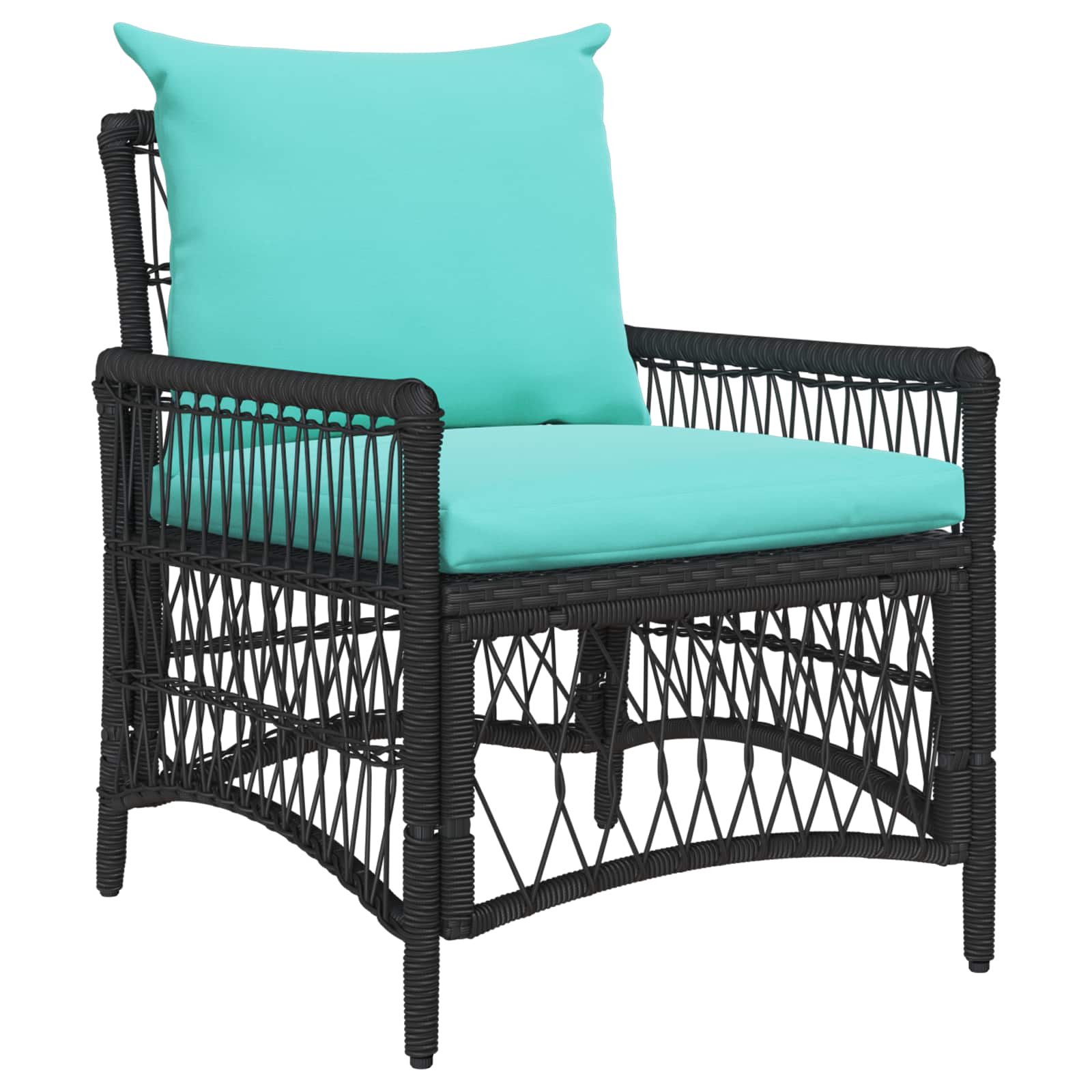 Tuinstoel met kussen Zwart 73 x 61 x 77 cm poly rattan is nu te koop bij PeponiXL, paradijselijk wonen!