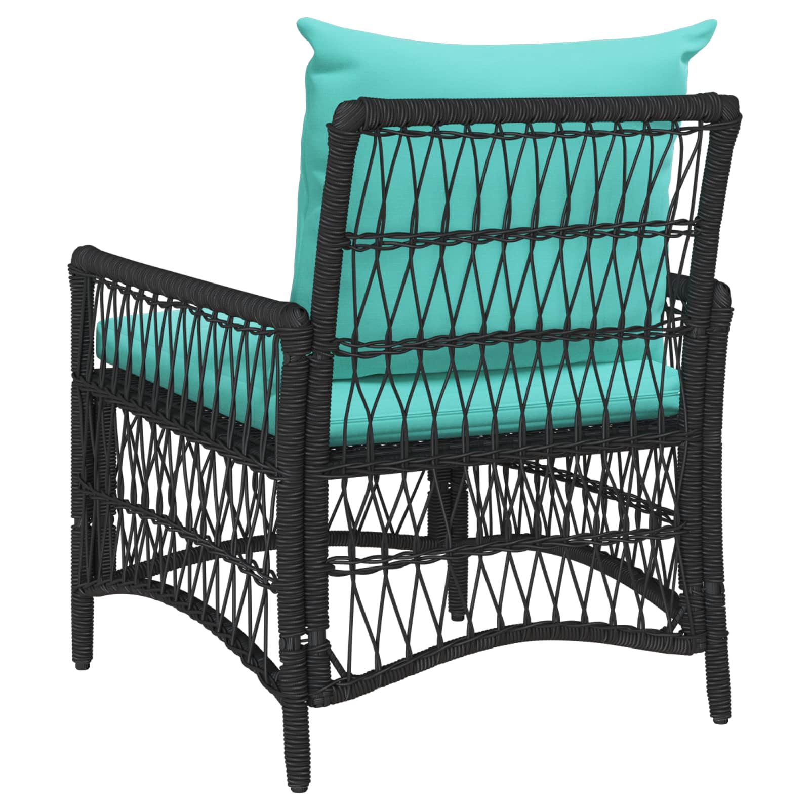Tuinstoel met kussen Zwart 73 x 61 x 77 cm poly rattan is nu te koop bij PeponiXL, paradijselijk wonen!