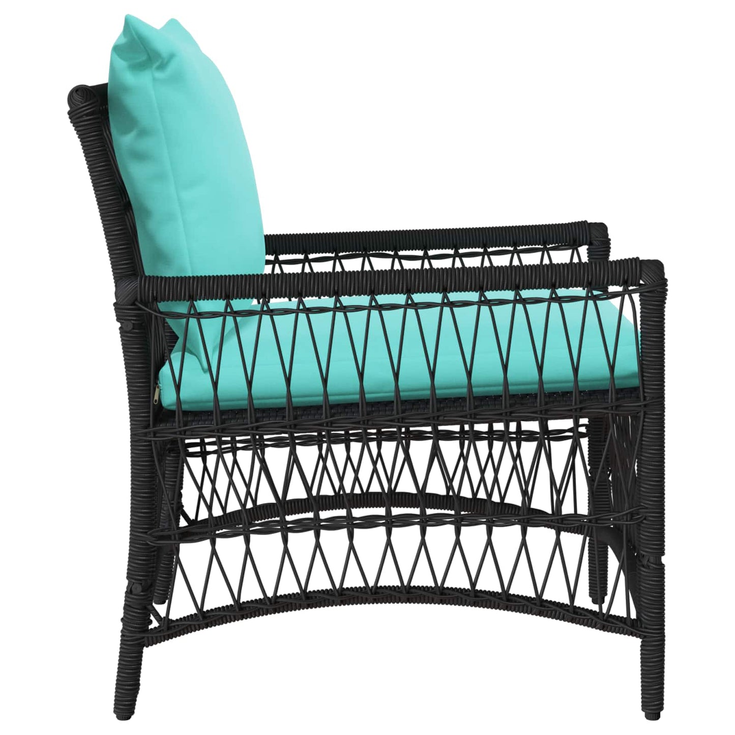Tuinstoel met kussen Zwart 73 x 61 x 77 cm poly rattan is nu te koop bij PeponiXL, paradijselijk wonen!
