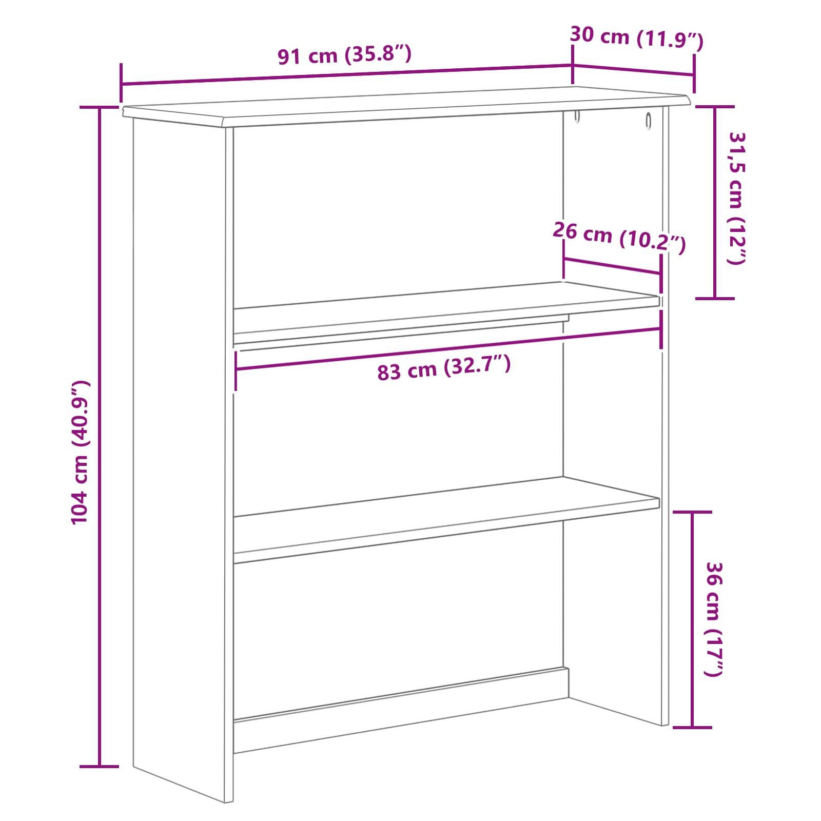 Hutch ASKIM 91 x 30 x 104 cm Massief grenenhout is nu te koop bij PeponiXL, paradijselijk wonen!