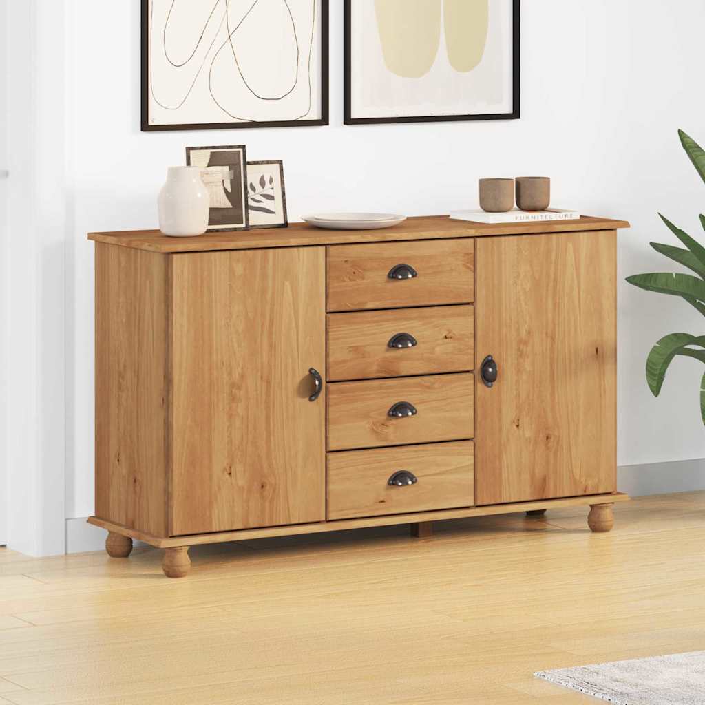 Dressoir met lade ASKIM 133,5 x 40 x 79 cm Massief grenenhout is nu te koop bij PeponiXL, paradijselijk wonen!