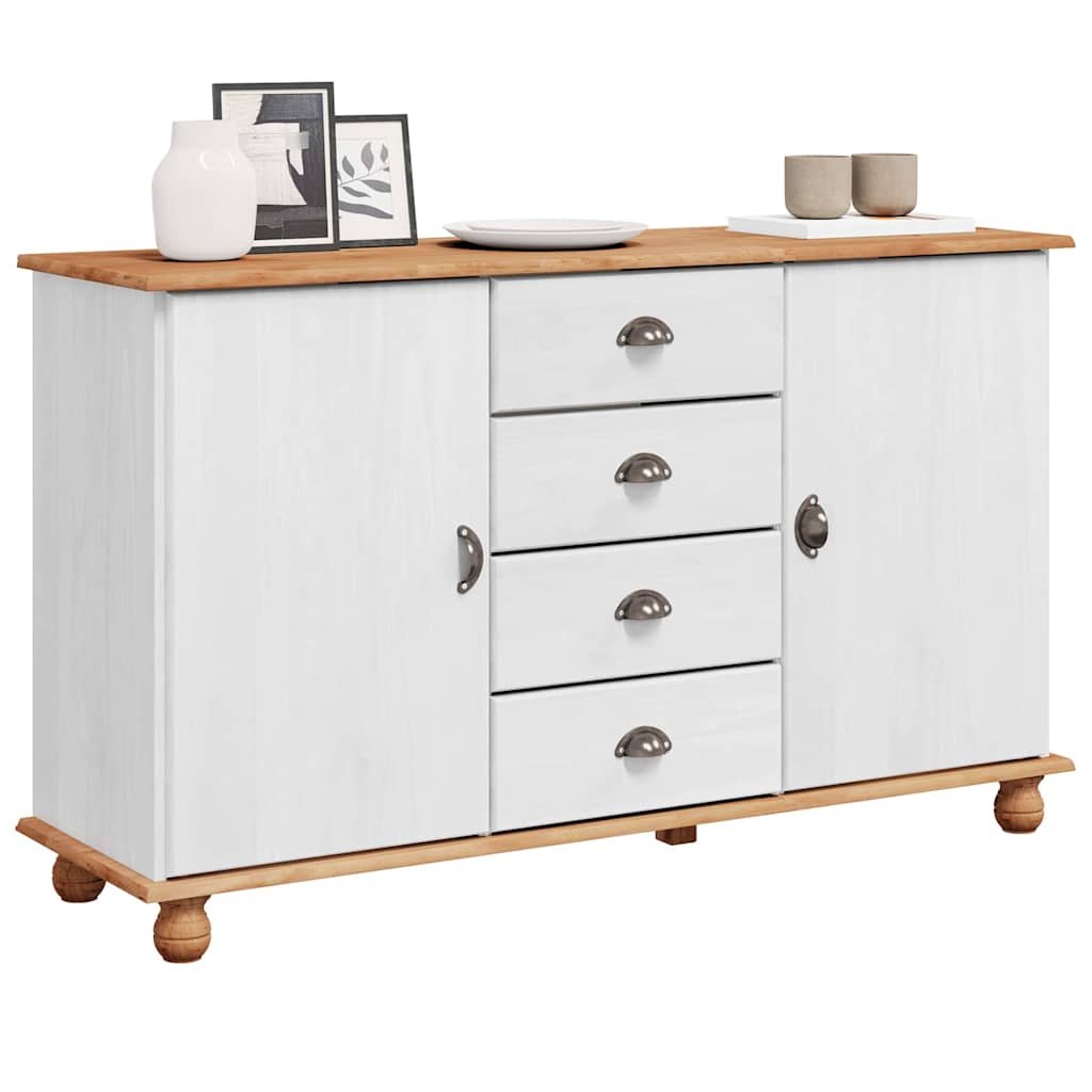Dressoir met lade ASKIM 133,5 x 40 x 79 cm Massief grenenhout is nu te koop bij PeponiXL, paradijselijk wonen!