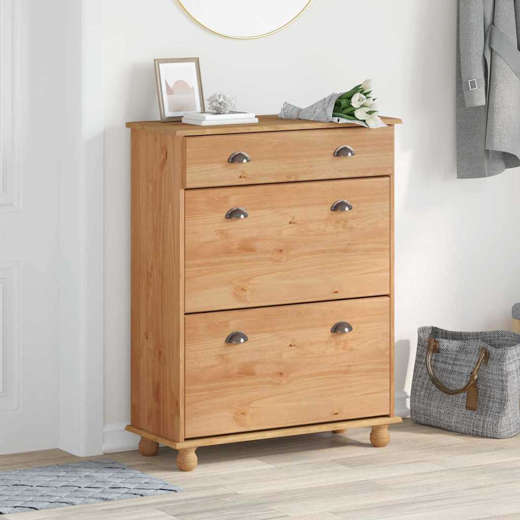 Schoenenkast ASKIM Bruin 85 x 35 x 108 cm Massief grenenhout is nu te koop bij PeponiXL, paradijselijk wonen!