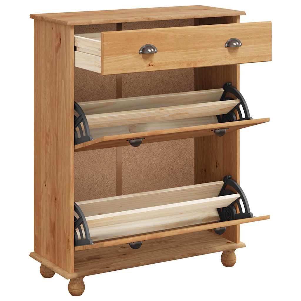 Schoenenkast ASKIM Bruin 85 x 35 x 108 cm Massief grenenhout is nu te koop bij PeponiXL, paradijselijk wonen!