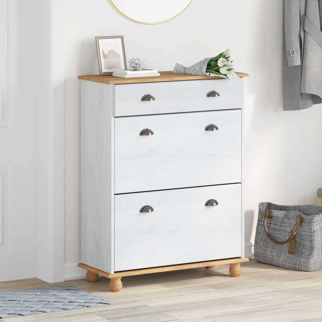 Schoenenkast ASKIM Wit 85 x 35 x 108 cm Massief grenenhout is nu te koop bij PeponiXL, paradijselijk wonen!