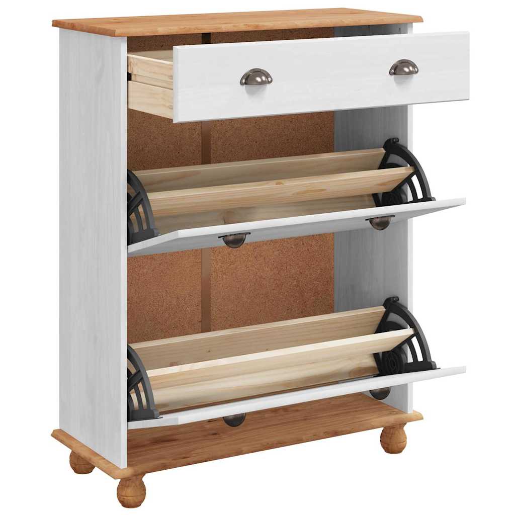 Schoenenkast ASKIM Wit 85 x 35 x 108 cm Massief grenenhout is nu te koop bij PeponiXL, paradijselijk wonen!