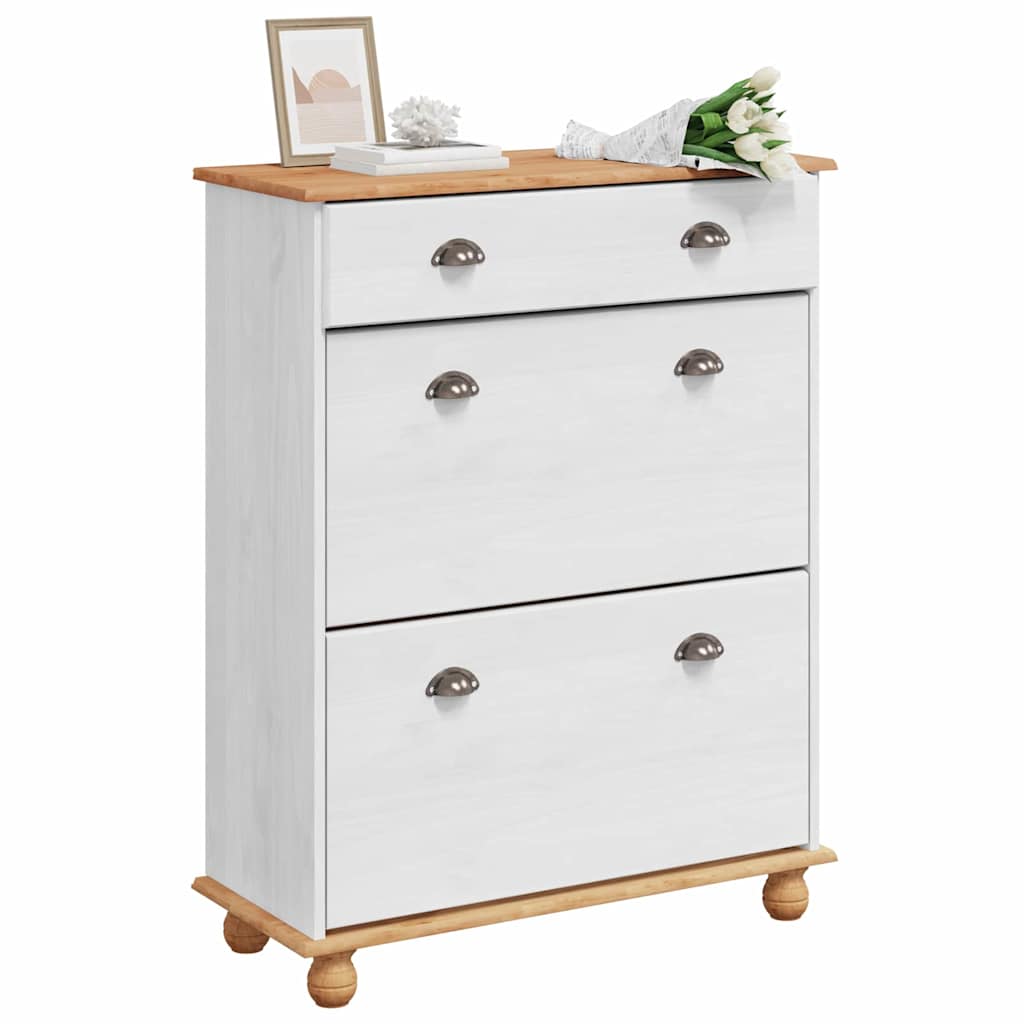 Schoenenkast ASKIM Wit 85 x 35 x 108 cm Massief grenenhout is nu te koop bij PeponiXL, paradijselijk wonen!
