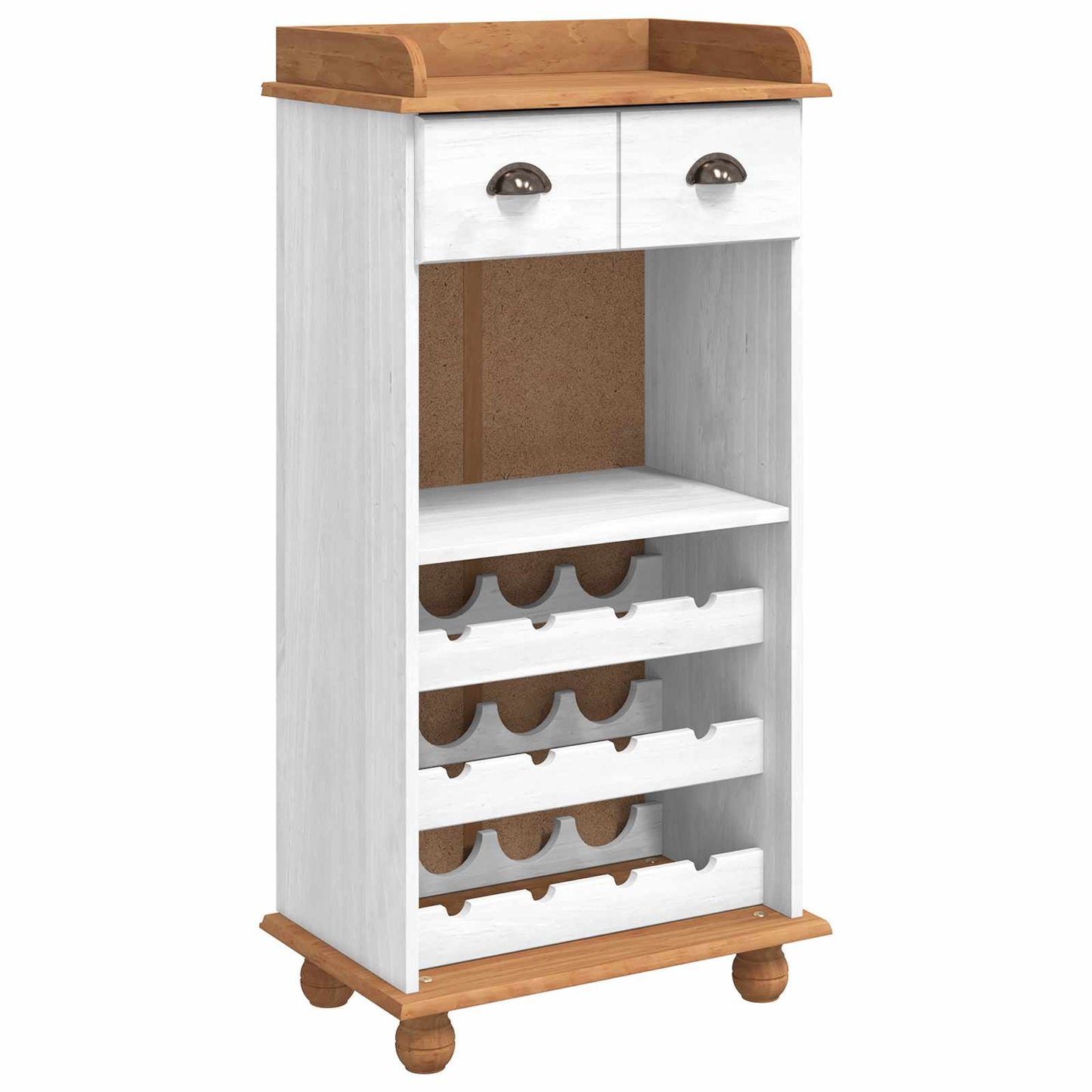 Wijnkast ASKIM Wit met Honingtopp 57 x 37 x 114 cm is nu te koop bij PeponiXL, paradijselijk wonen!