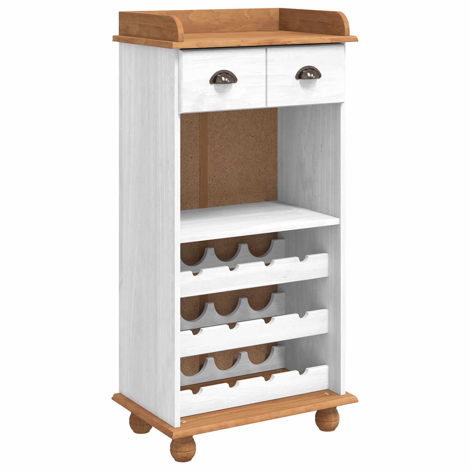 Wijnkast ASKIM Wit met Honingtopp 57 x 37 x 114 cm is nu te koop bij PeponiXL, paradijselijk wonen!