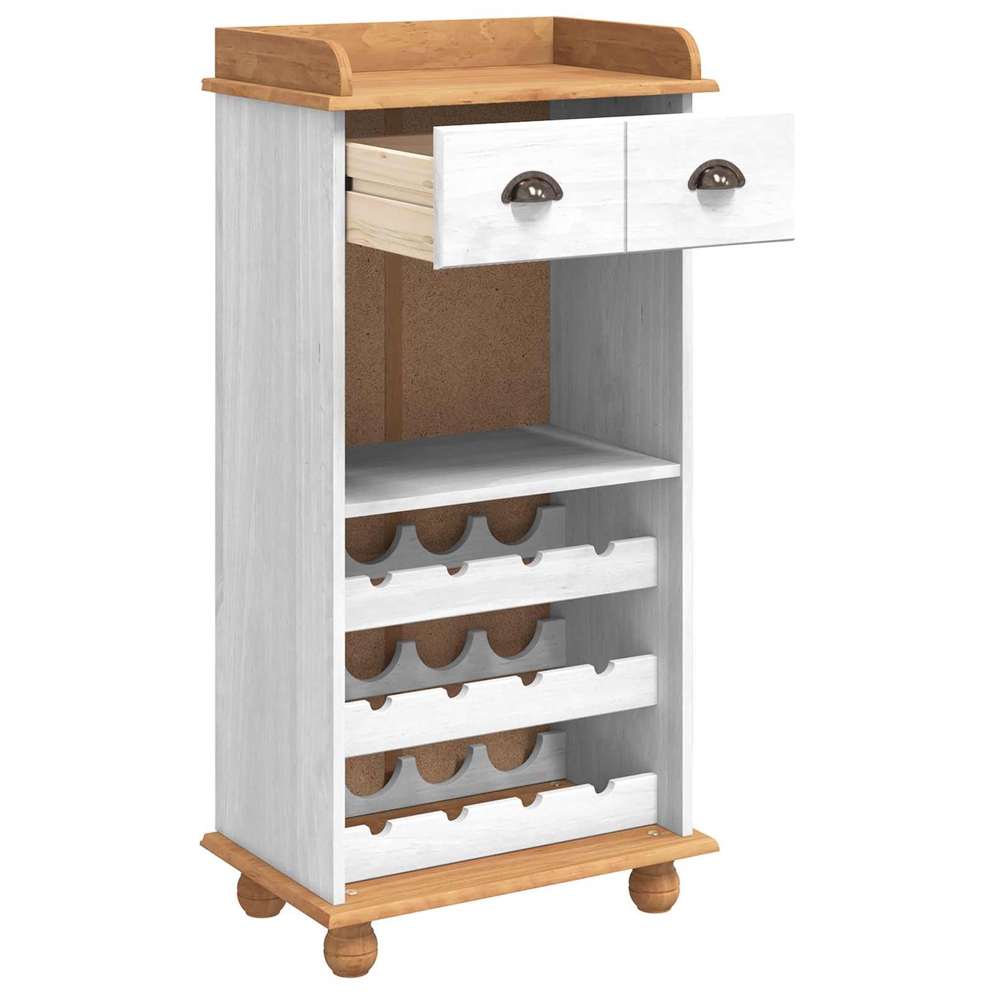 Wijnkast ASKIM Wit met Honingtopp 57 x 37 x 114 cm is nu te koop bij PeponiXL, paradijselijk wonen!