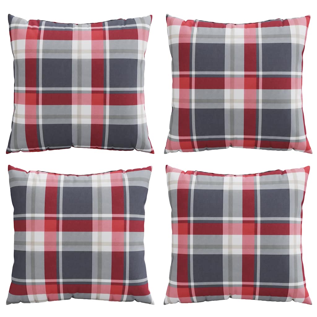 Bankkussens 4 stuks Rood Geruit Patroon 40x40 cm Stof is nu te koop bij PeponiXL, paradijselijk wonen!
