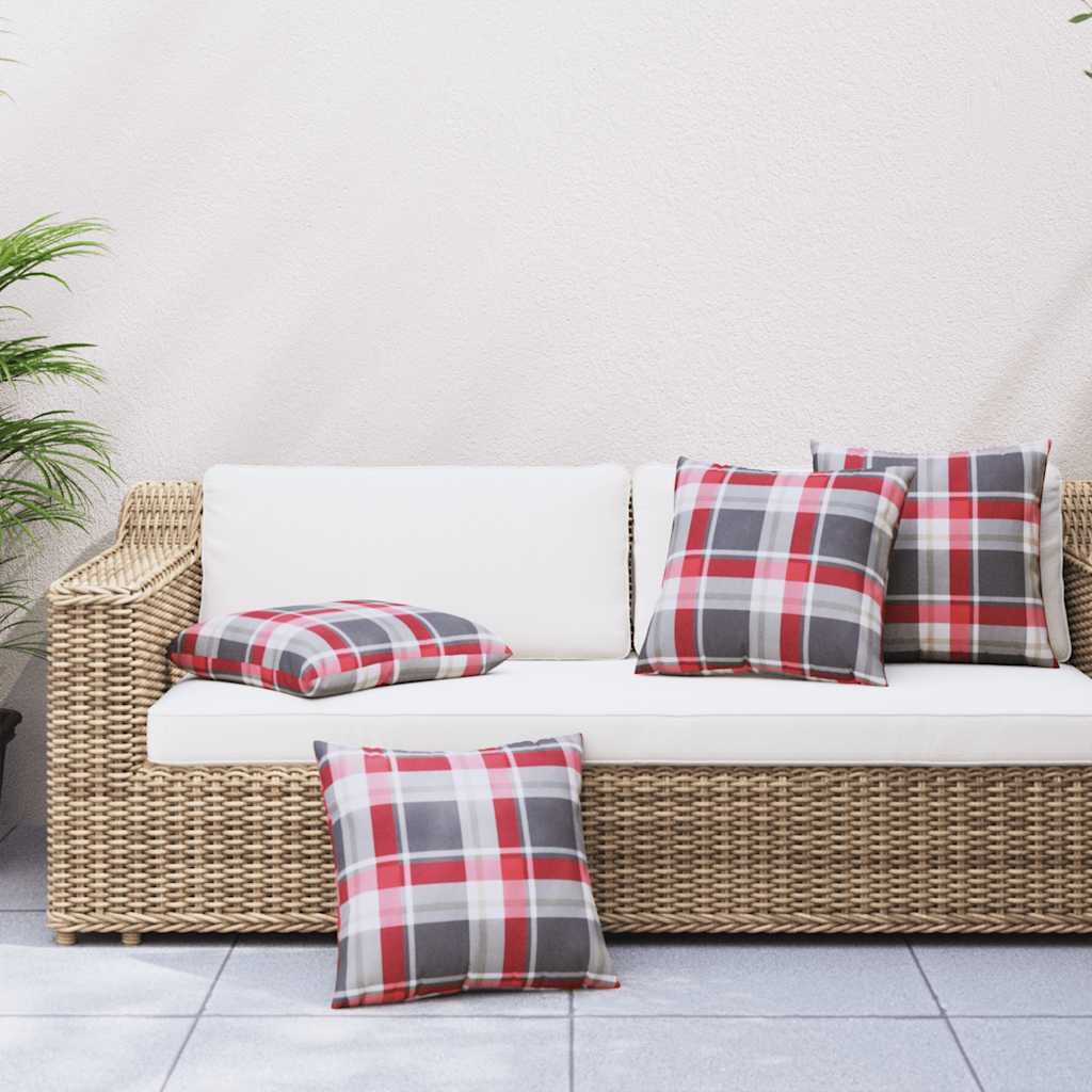 Bankkussens 4 stuks Rood Geruit Patroon 40x40 cm Stof is nu te koop bij PeponiXL, paradijselijk wonen!