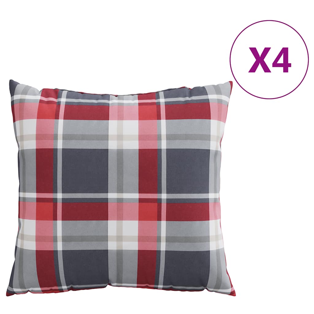 Bankkussens 4 stuks Rood Geruit Patroon 50x50 cm Stof is nu te koop bij PeponiXL, paradijselijk wonen!