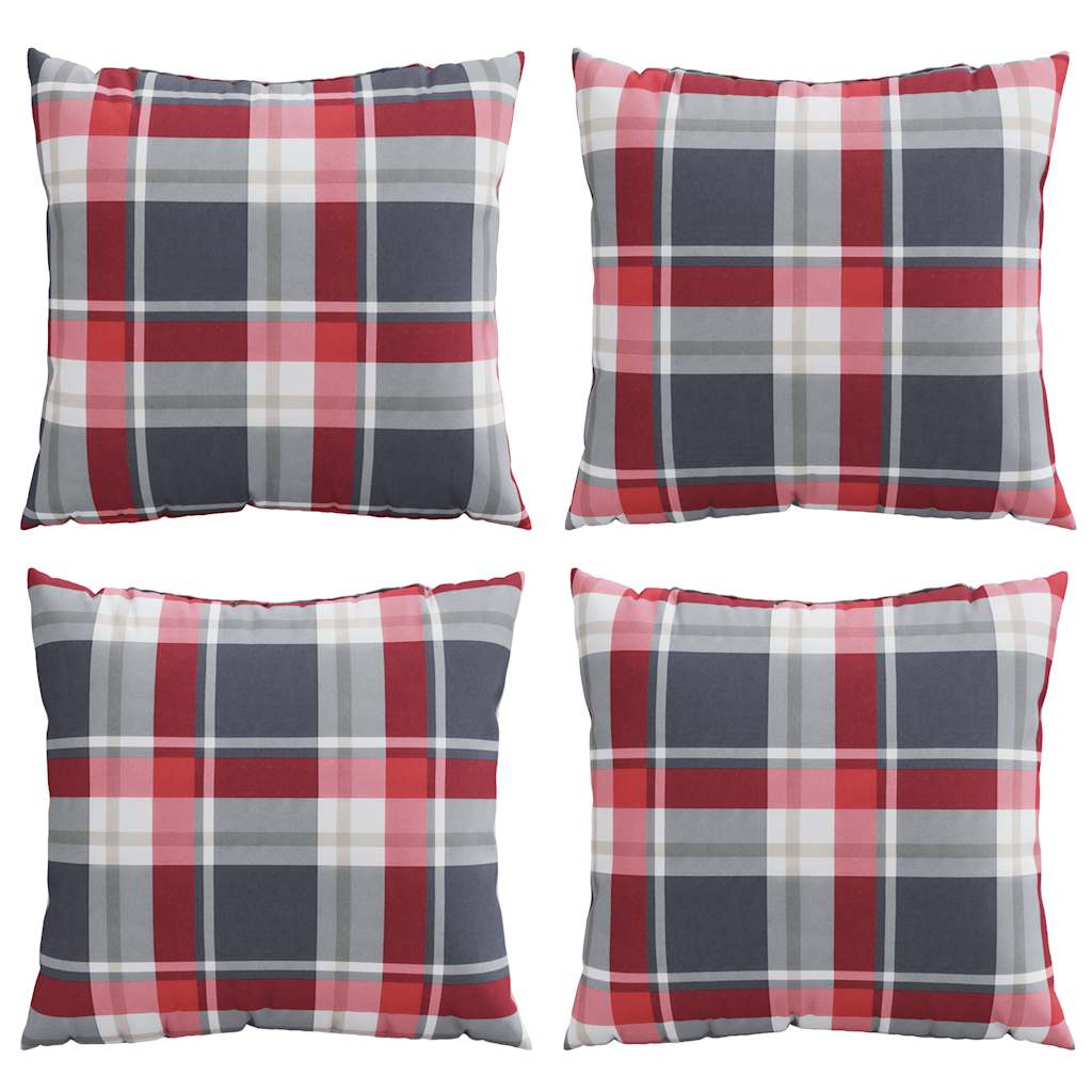 Bankkussens 4 stuks Rood Geruit Patroon 50x50 cm Stof is nu te koop bij PeponiXL, paradijselijk wonen!