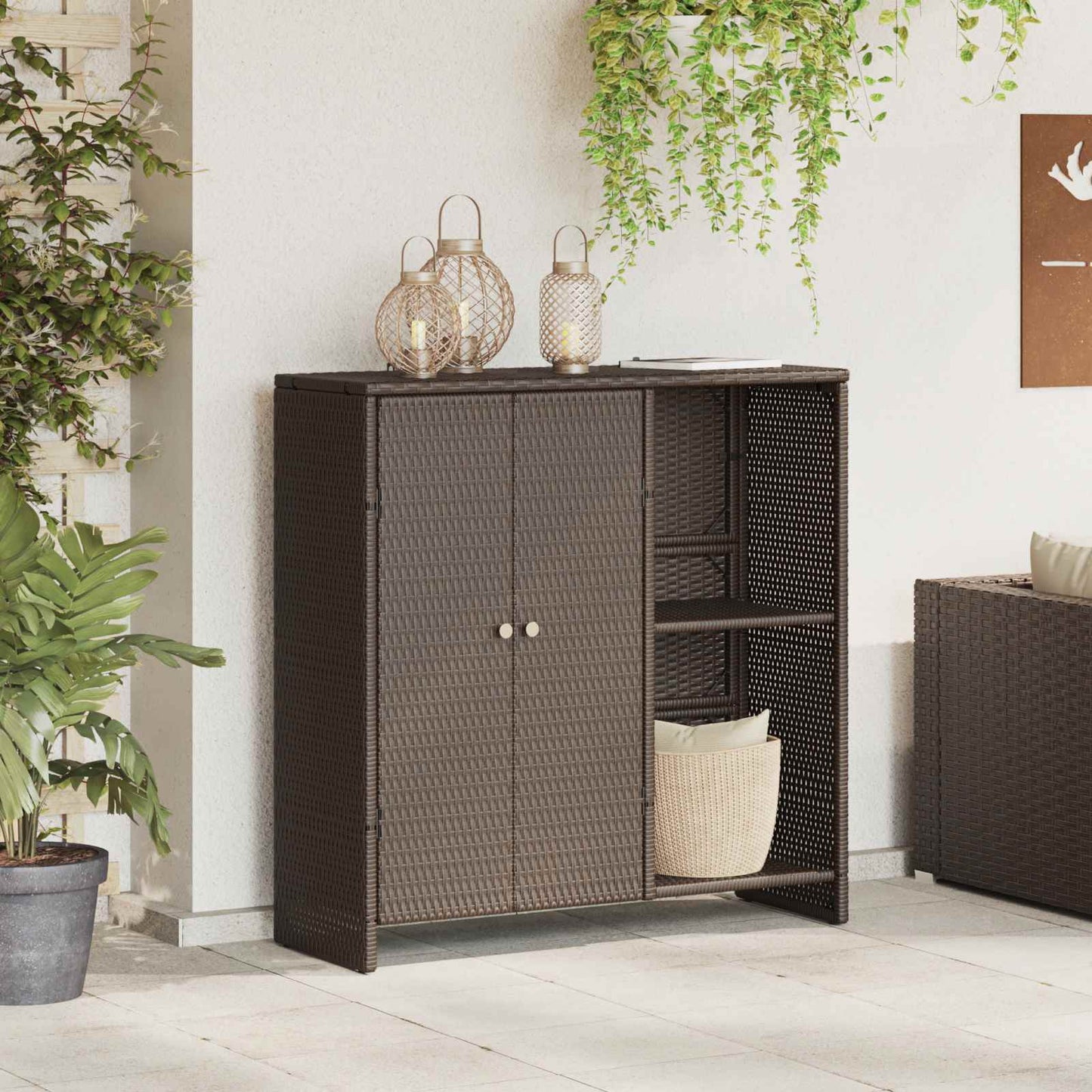 Opbergkast met plank met opslag Bruin 100 x 36 x 102 cm Rattan is nu te koop bij PeponiXL, paradijselijk wonen!