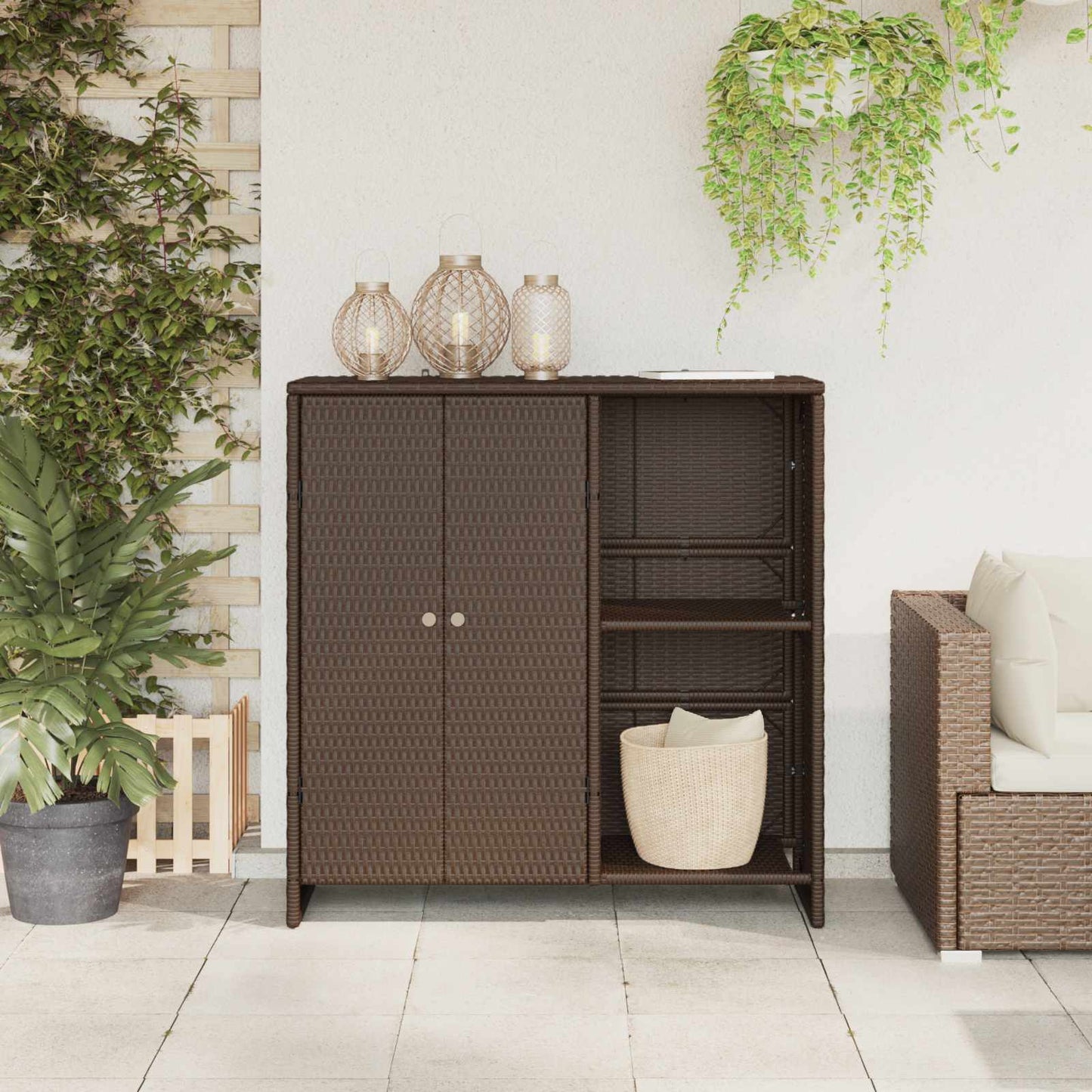 Opbergkast met plank met opslag Bruin 100 x 36 x 102 cm Rattan is nu te koop bij PeponiXL, paradijselijk wonen!