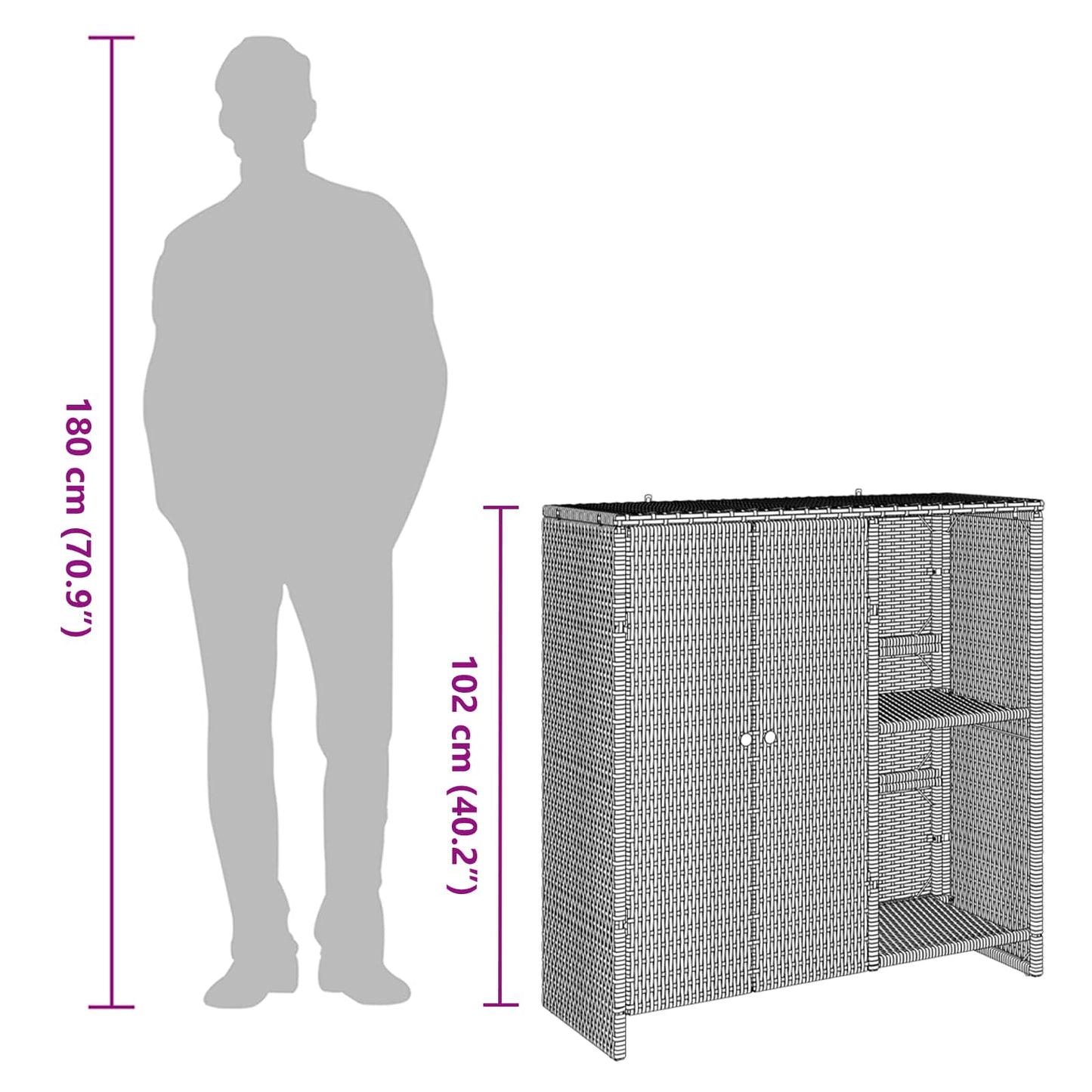Opbergkast met plank met opslag Bruin 100 x 36 x 102 cm Rattan is nu te koop bij PeponiXL, paradijselijk wonen!