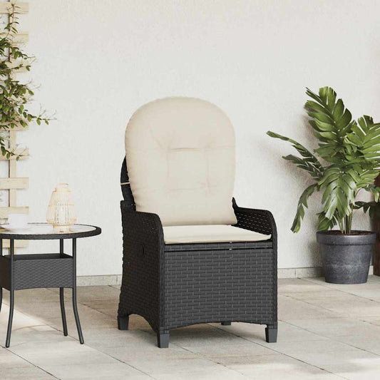 Ligstoel met kussen Zwart 56 x 66 x 95 cm poly rattan is nu te koop bij PeponiXL, paradijselijk wonen!