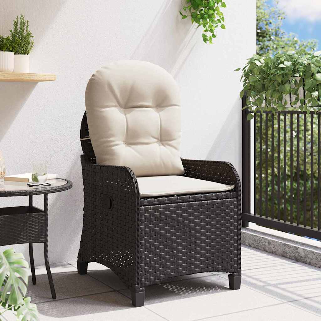 Ligstoel met kussen Zwart 56 x 66 x 95 cm poly rattan is nu te koop bij PeponiXL, paradijselijk wonen!