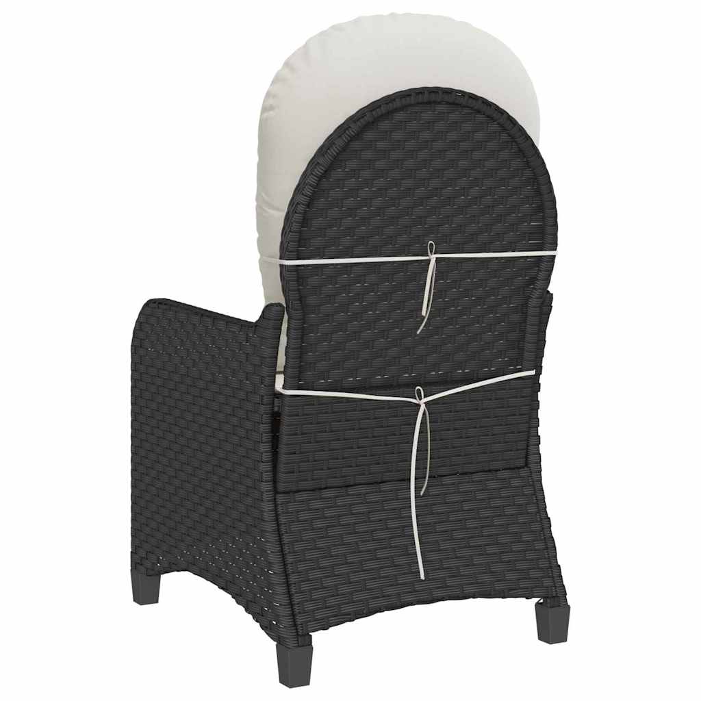 Ligstoel met kussen Zwart 56 x 66 x 95 cm poly rattan is nu te koop bij PeponiXL, paradijselijk wonen!