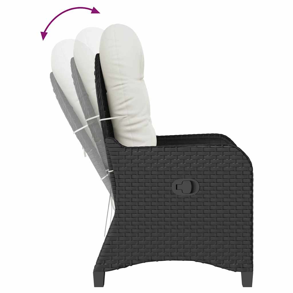 Ligstoel met kussen Zwart 56 x 66 x 95 cm poly rattan is nu te koop bij PeponiXL, paradijselijk wonen!