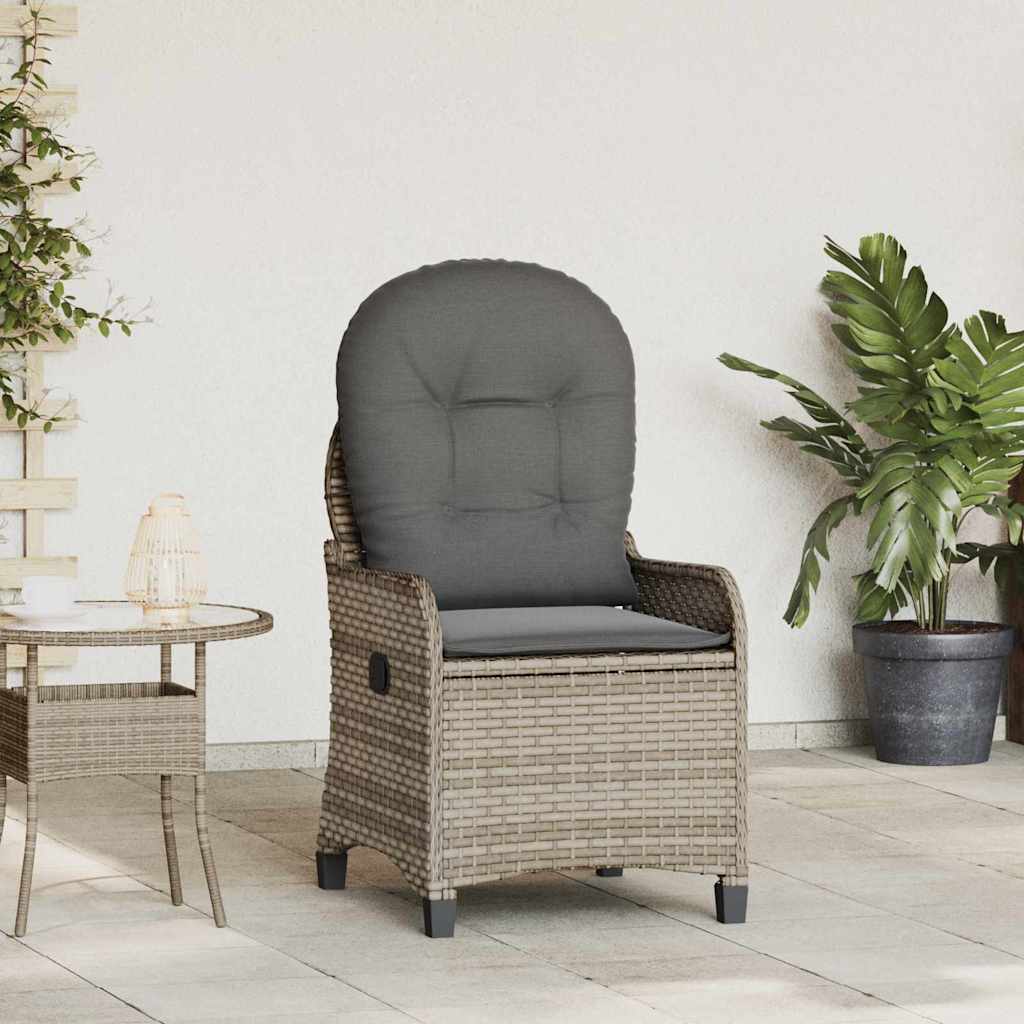 Ligstoel met kussen Grijs 56 x 66 x 95 cm poly rattan is nu te koop bij PeponiXL, paradijselijk wonen!