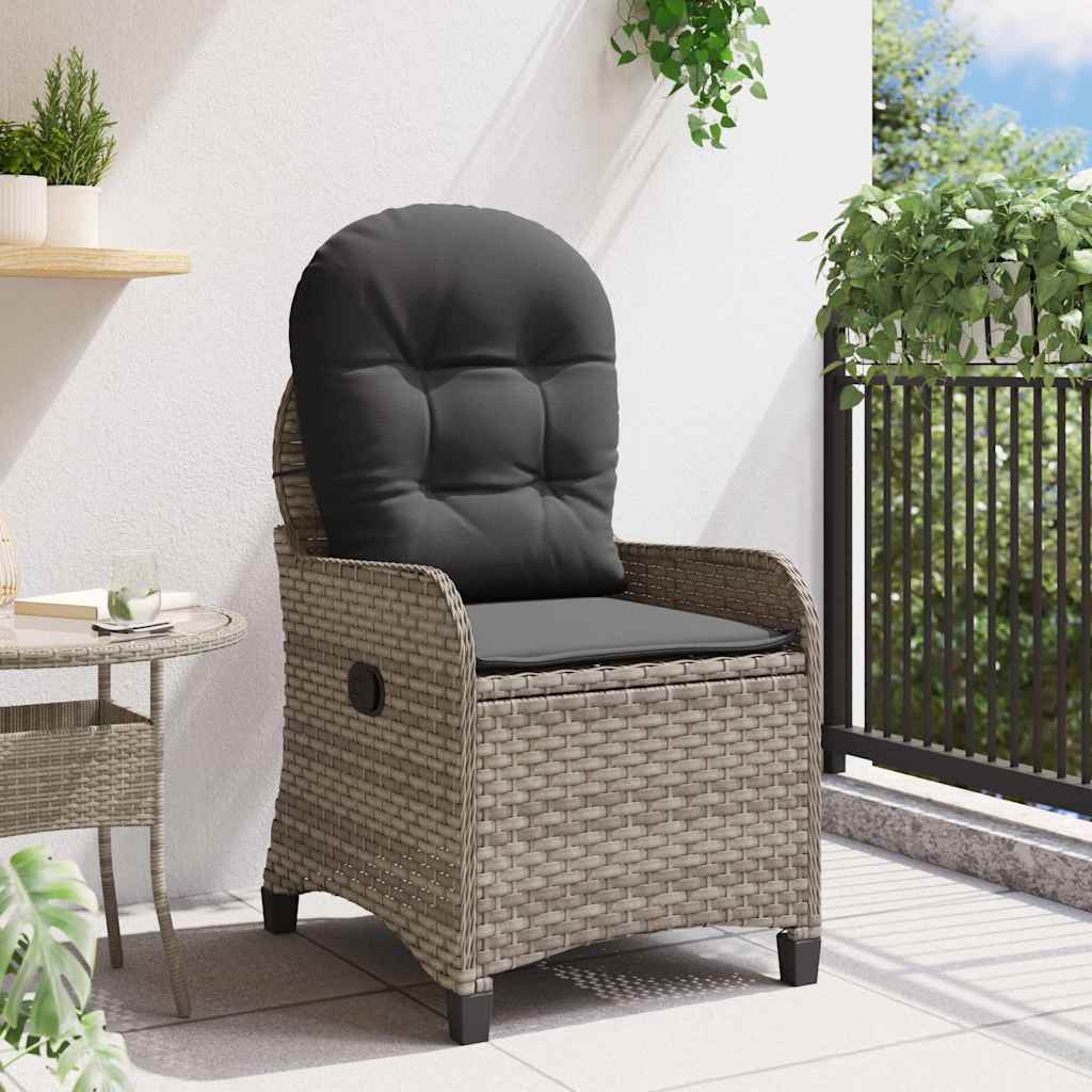 Ligstoel met kussen Grijs 56 x 66 x 95 cm poly rattan is nu te koop bij PeponiXL, paradijselijk wonen!