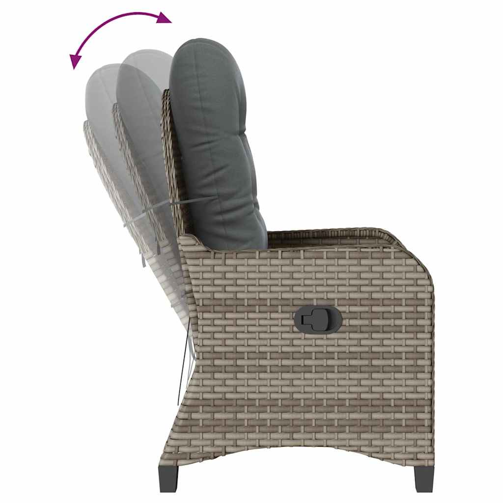 Ligstoel met kussen Grijs 56 x 66 x 95 cm poly rattan is nu te koop bij PeponiXL, paradijselijk wonen!