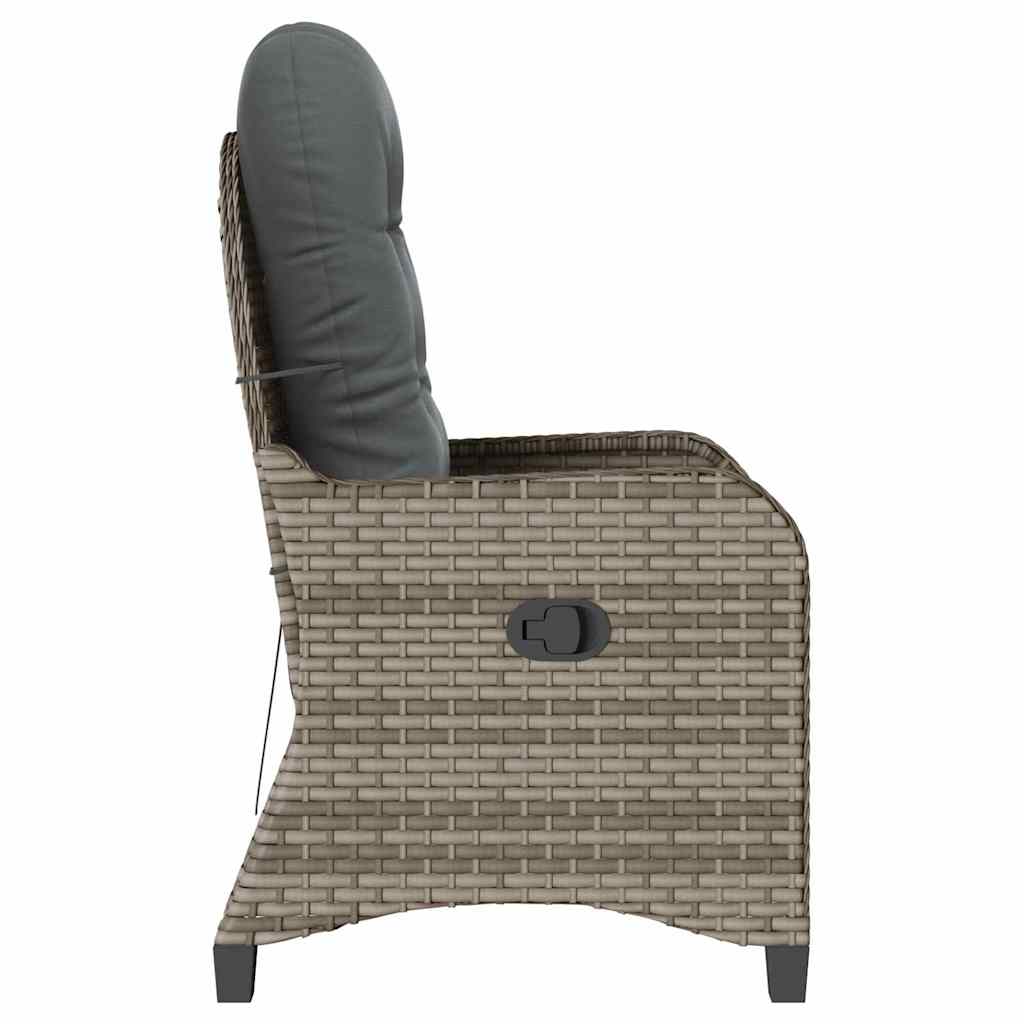 Ligstoel met kussen Grijs 56 x 66 x 95 cm poly rattan is nu te koop bij PeponiXL, paradijselijk wonen!