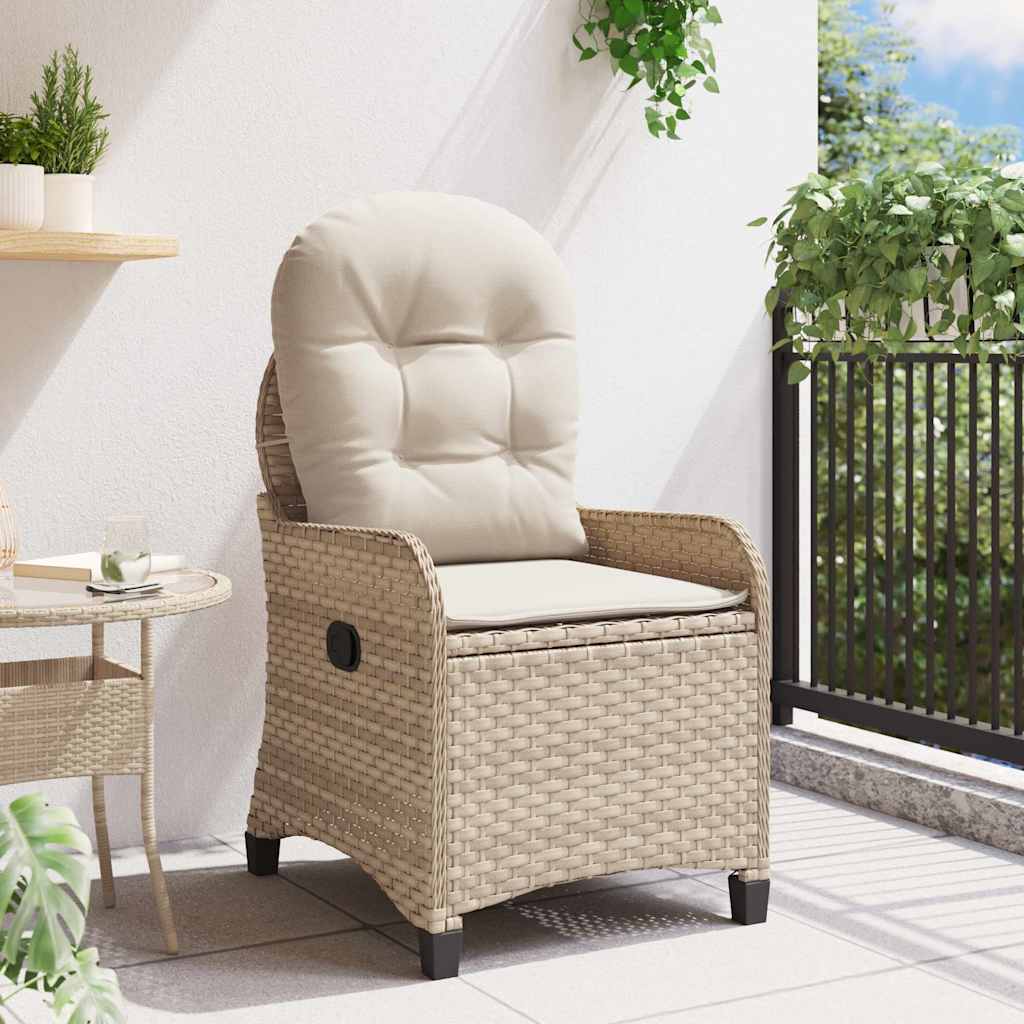 Ligstoel met kussen Beige 56 x 66 x 95 cm poly rattan is nu te koop bij PeponiXL, paradijselijk wonen!