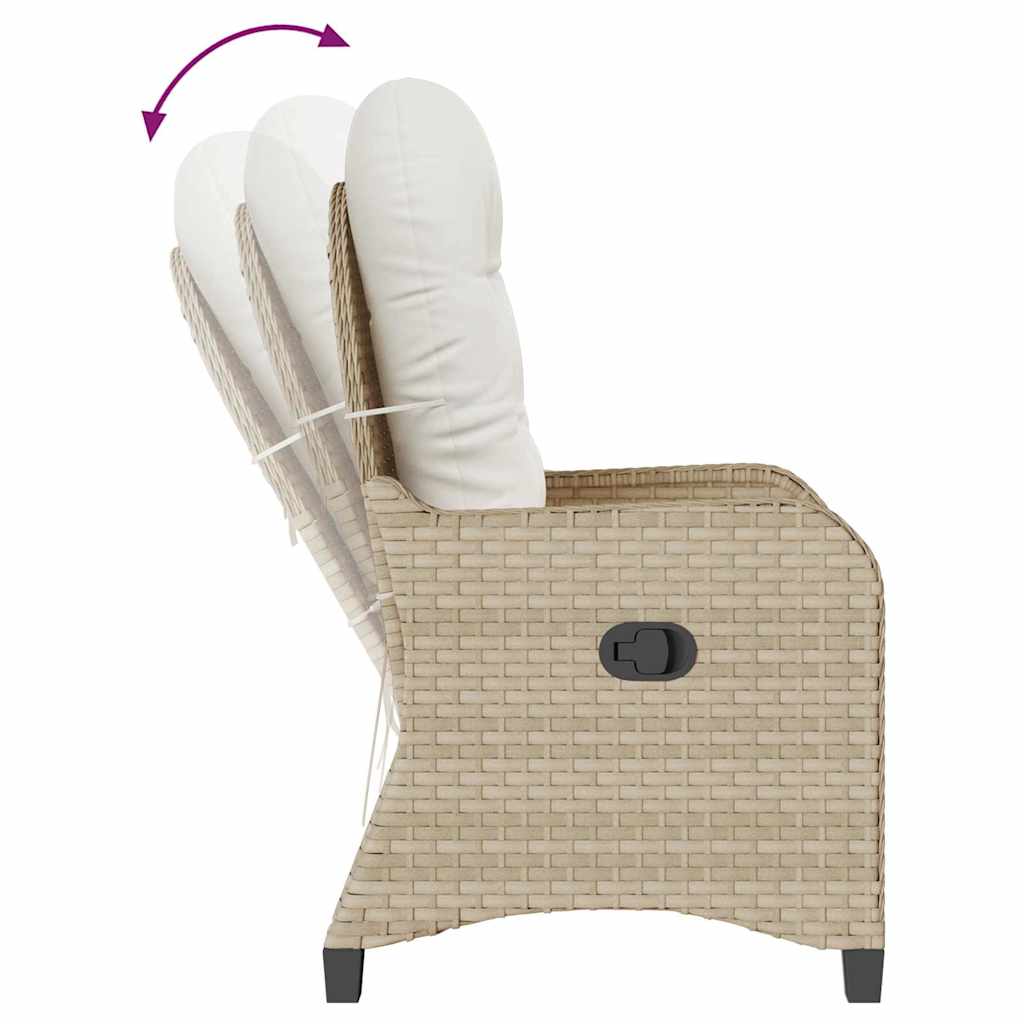 Ligstoel met kussen Beige 56 x 66 x 95 cm poly rattan is nu te koop bij PeponiXL, paradijselijk wonen!