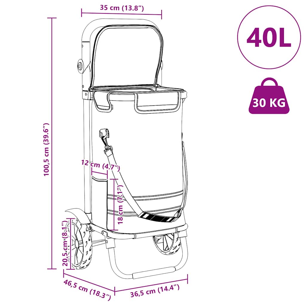 Winkel trolley Grijs 36,5 x 46,5 x 100,5 cm Oxford stof is nu te koop bij PeponiXL, paradijselijk wonen!