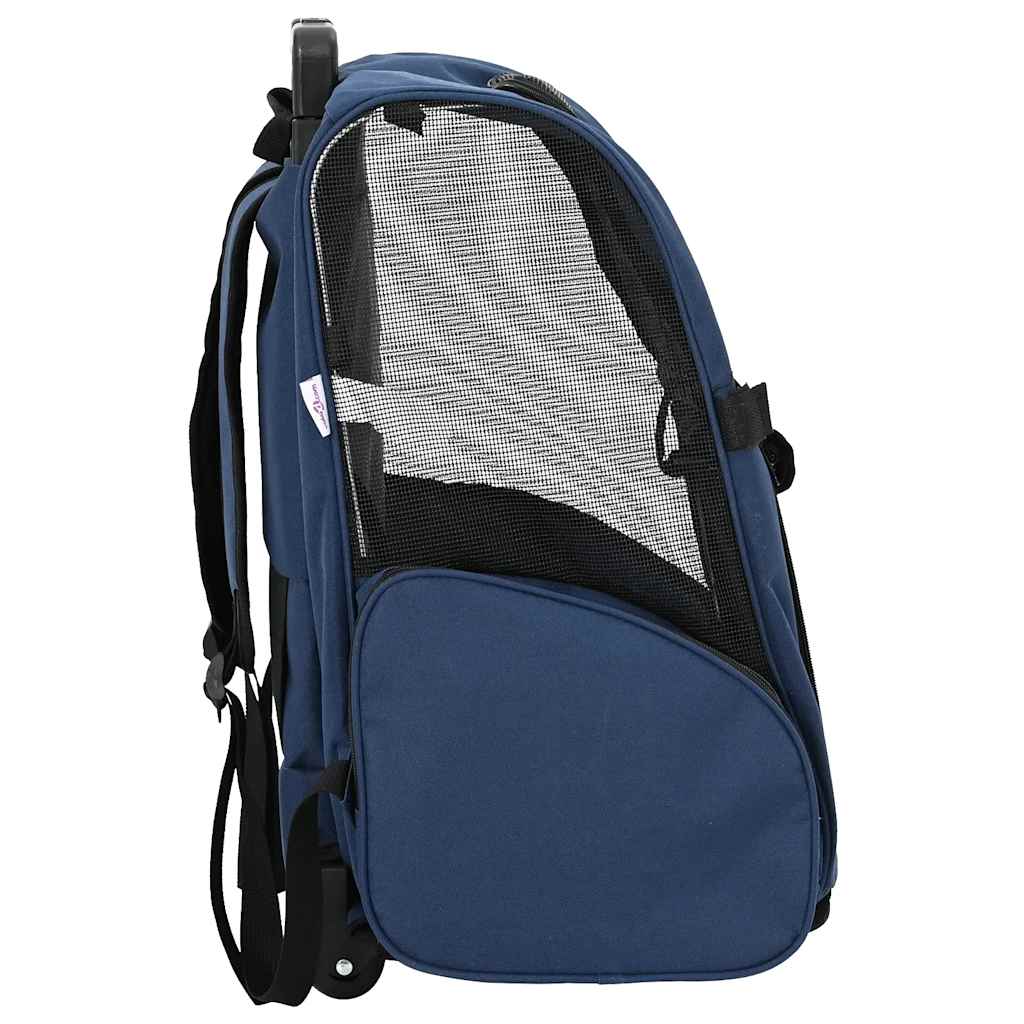 Huisdierentrolley 3-in-1 48x32x(57-106) cm oxford stof blauw is nu te koop bij PeponiXL, paradijselijk wonen!