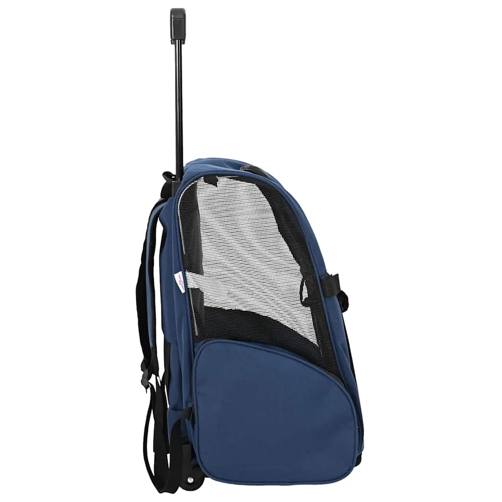 Huisdierentrolley 3-in-1 48x32x(57-106) cm oxford stof blauw is nu te koop bij PeponiXL, paradijselijk wonen!