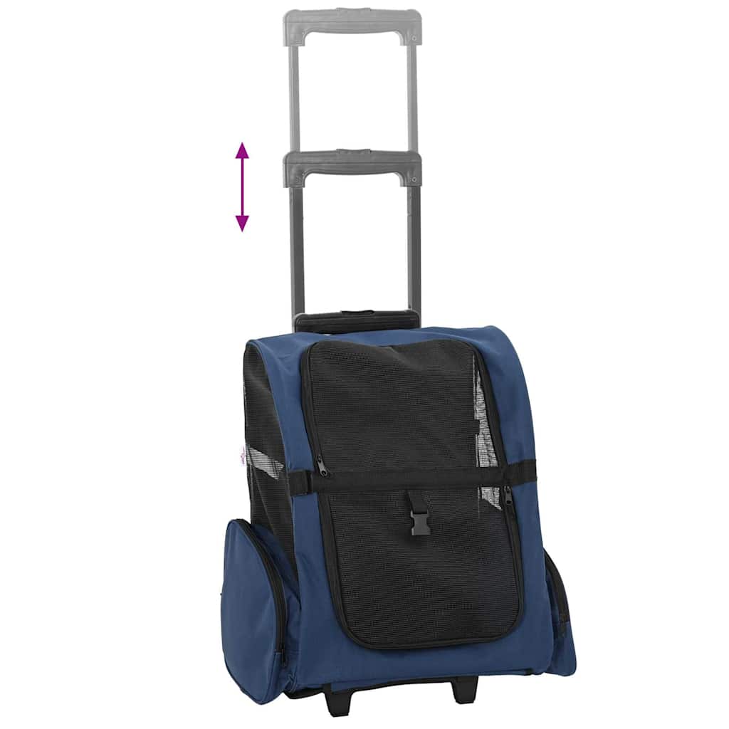 Huisdierentrolley 3-in-1 48x32x(57-106) cm oxford stof blauw is nu te koop bij PeponiXL, paradijselijk wonen!