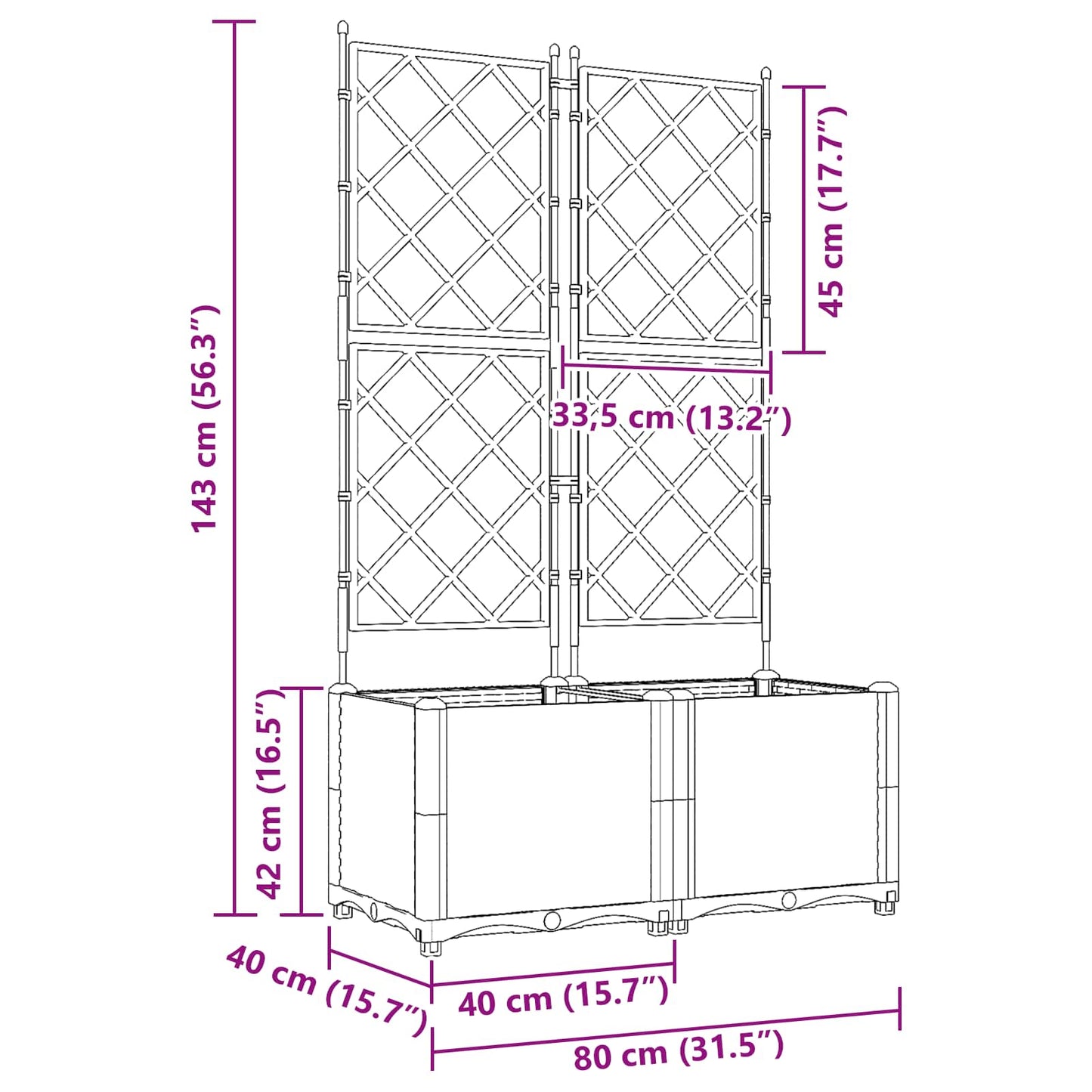 Plantenbak 2 st Grijs 80 x 40 x 143 cm PP is nu te koop bij PeponiXL, paradijselijk wonen!