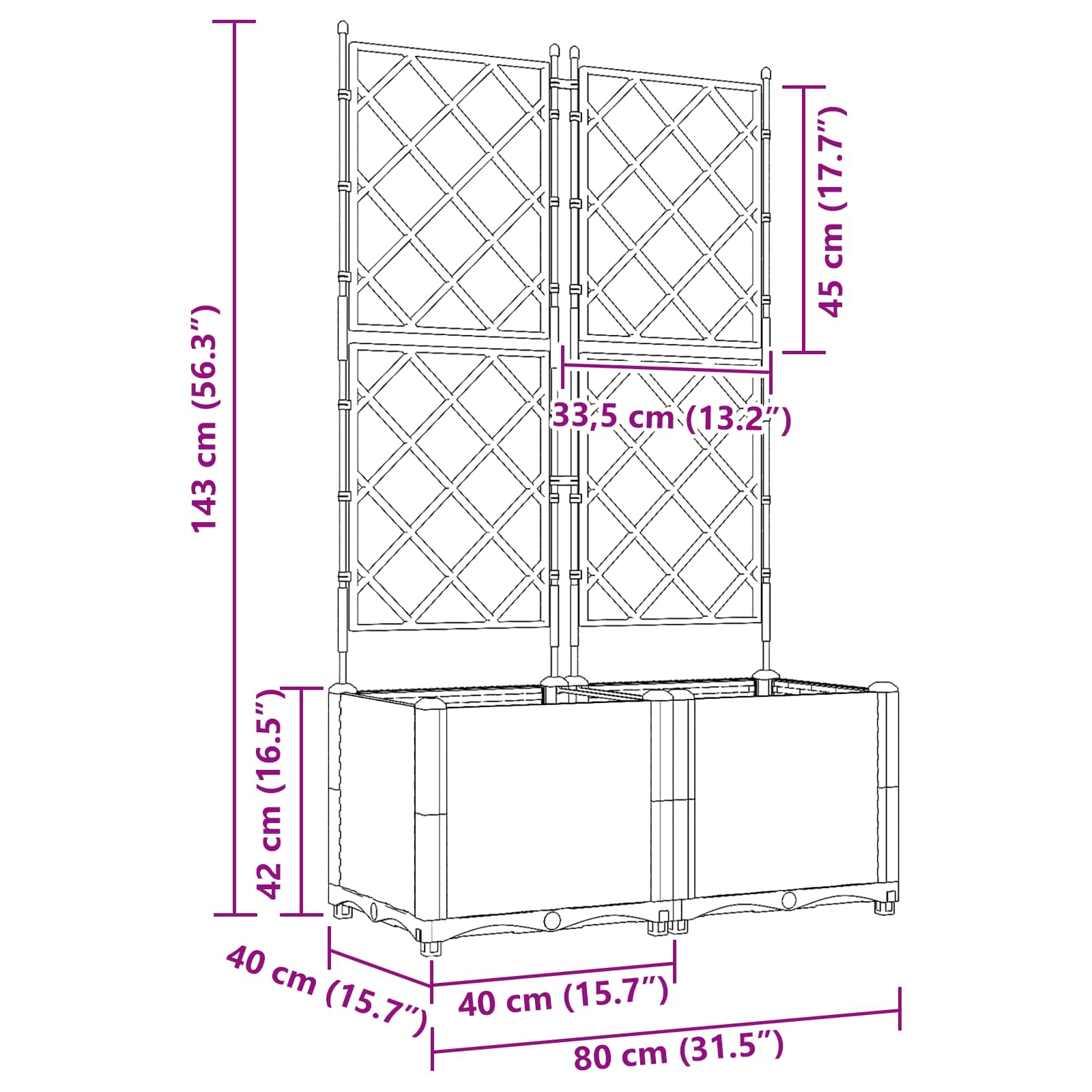 Plantenbak 2 st Grijs 80 x 40 x 143 cm PP is nu te koop bij PeponiXL, paradijselijk wonen!