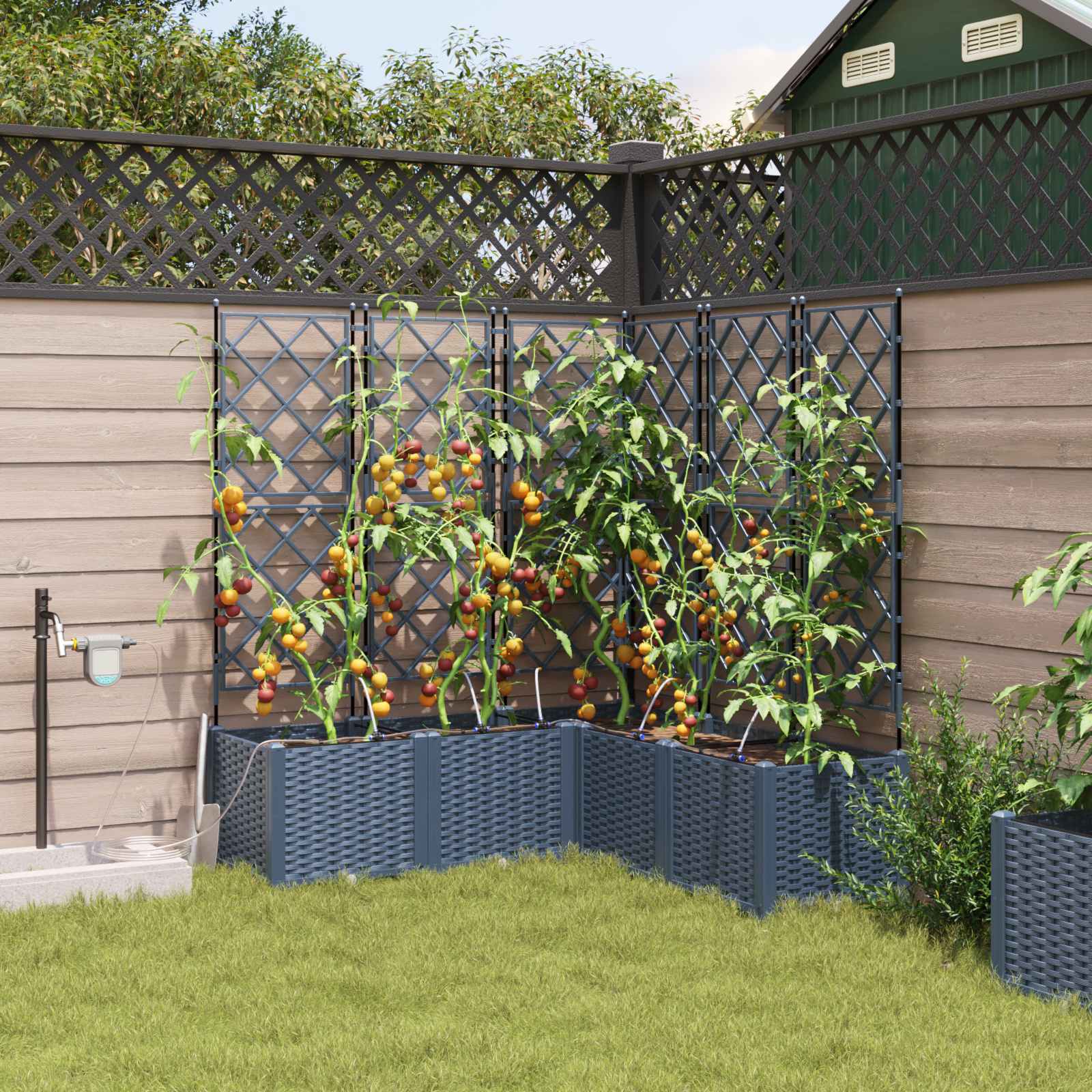 Tuin Bloempot 3 pcs Grijs 120 x 40 x 143 cm Kunststof is nu te koop bij PeponiXL, paradijselijk wonen!