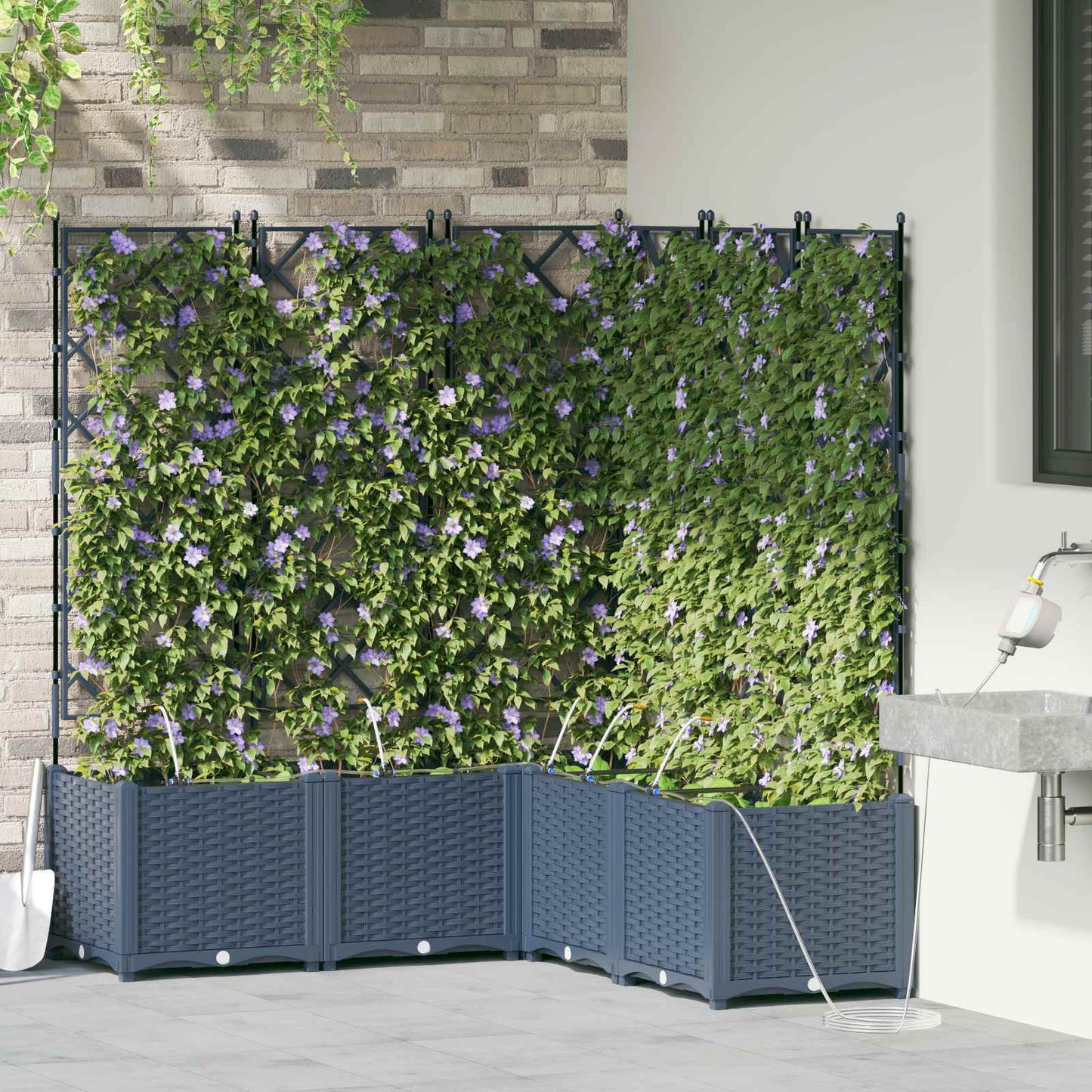 Tuin Bloempot 3 pcs Grijs 120 x 40 x 143 cm Kunststof is nu te koop bij PeponiXL, paradijselijk wonen!