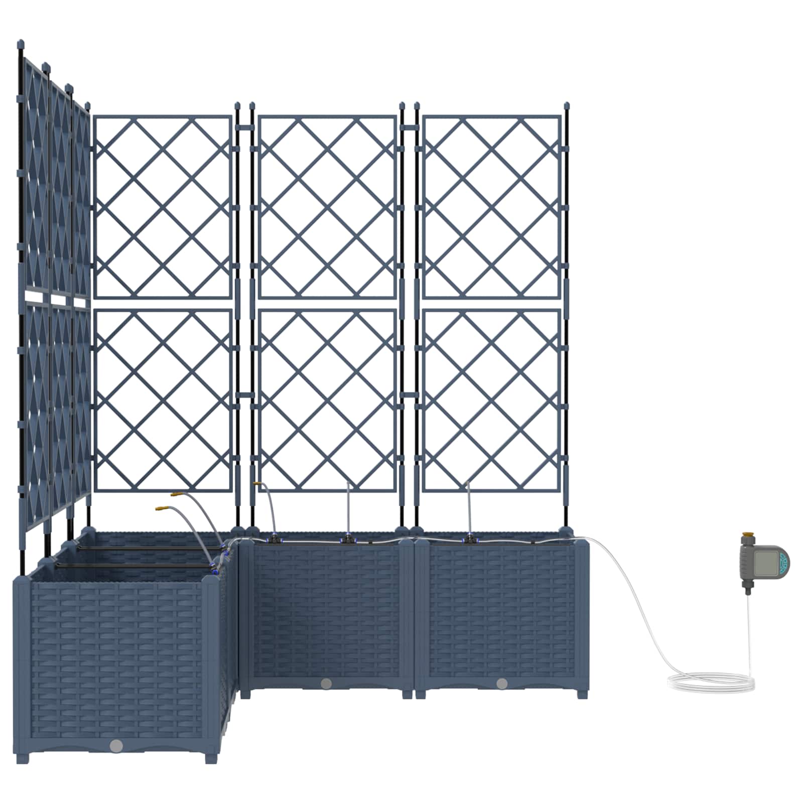 Tuin Bloempot 3 pcs Grijs 120 x 40 x 143 cm Kunststof is nu te koop bij PeponiXL, paradijselijk wonen!