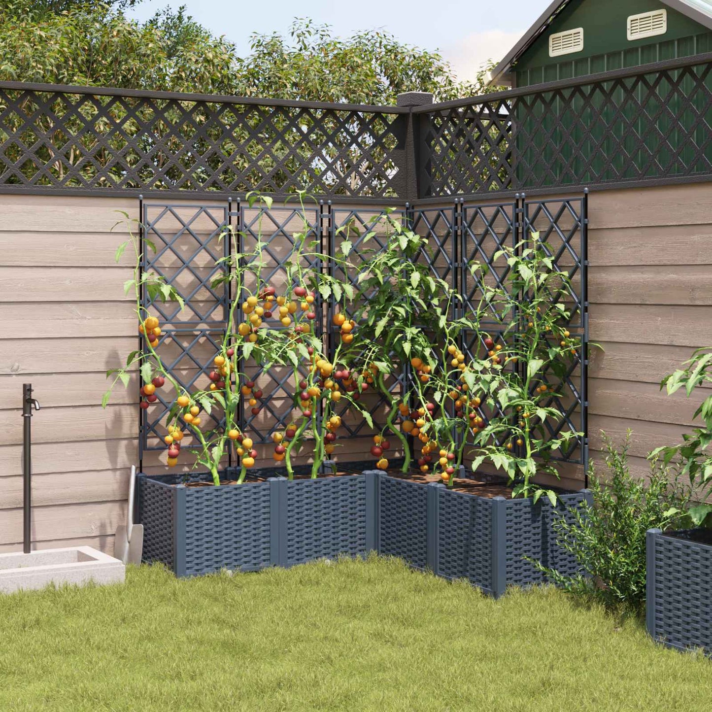 Tuin Bloempot 5 pcs Grijs 120 x 120 x 143 cm Kunststof is nu te koop bij PeponiXL, paradijselijk wonen!