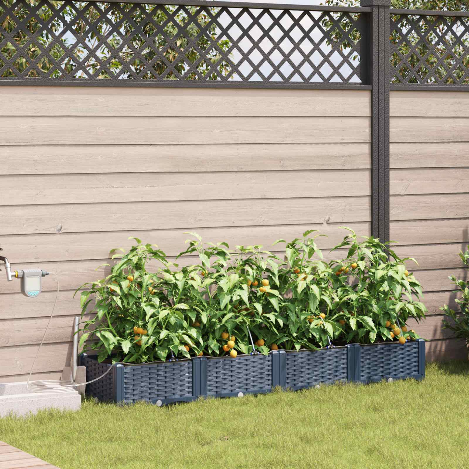 Tuin Bloempot 4 pcs Grijs 160 x 40 x 22 cm Kunststof is nu te koop bij PeponiXL, paradijselijk wonen!