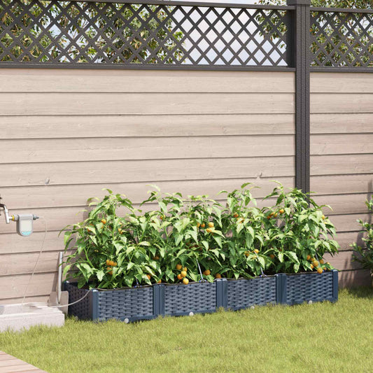 Tuin Bloempot 4 pcs Grijs 160 x 40 x 22 cm Kunststof is nu te koop bij PeponiXL, paradijselijk wonen!